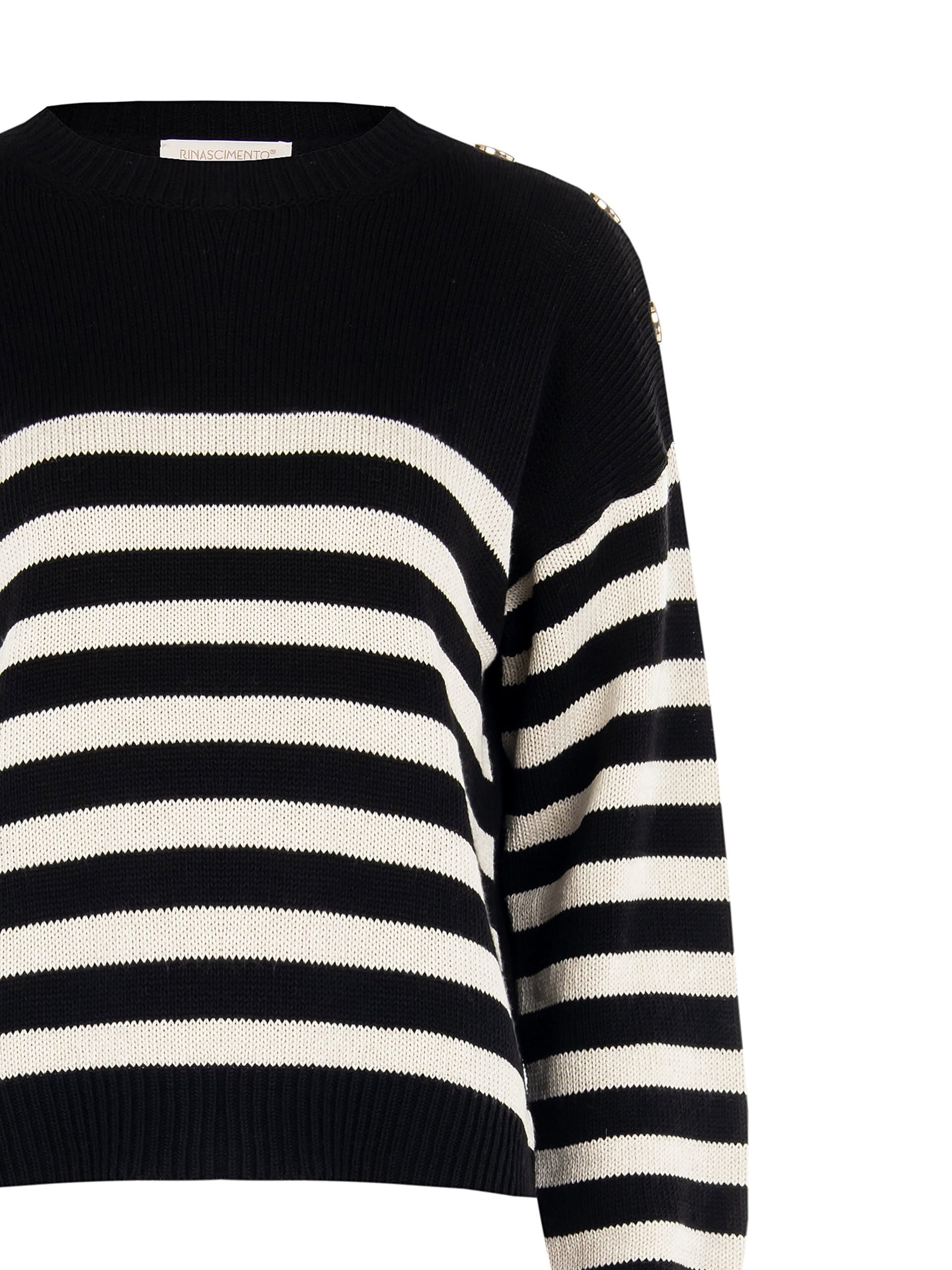Rinascimento Cotton Blend Striped Wide Sweater