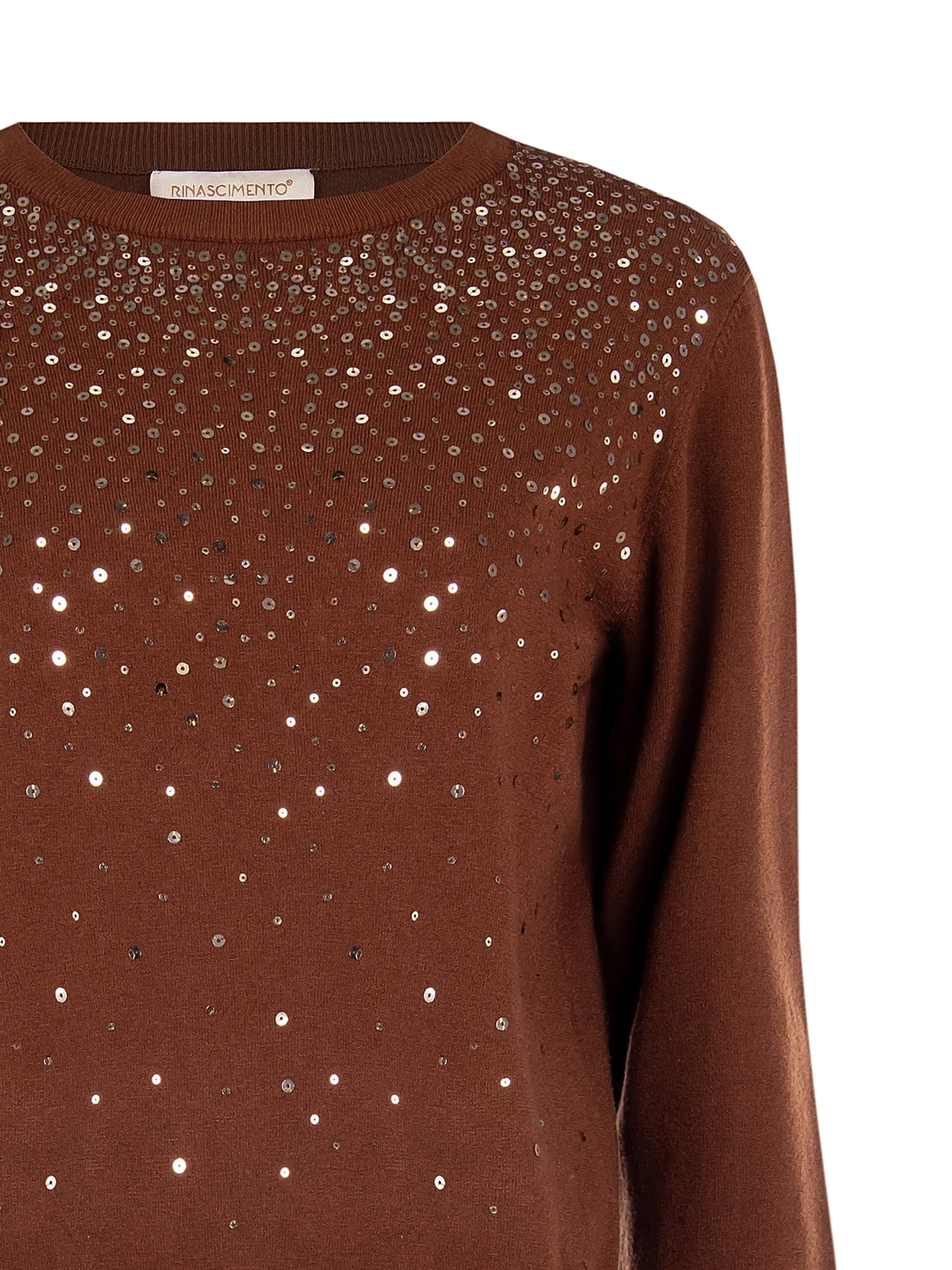 Maglione Girocollo Con Paillettes Rinascimento