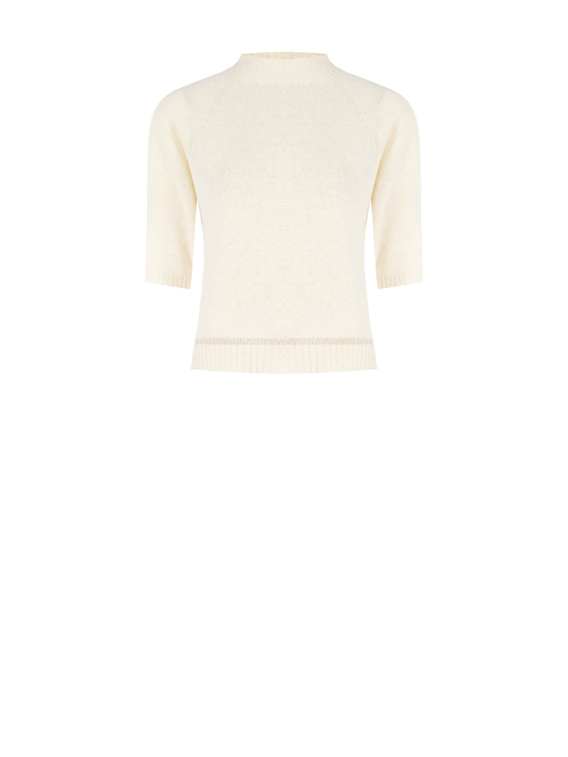 Rinascimento Wool Blend Turtleneck Sweater With Lurex Stripe Detail