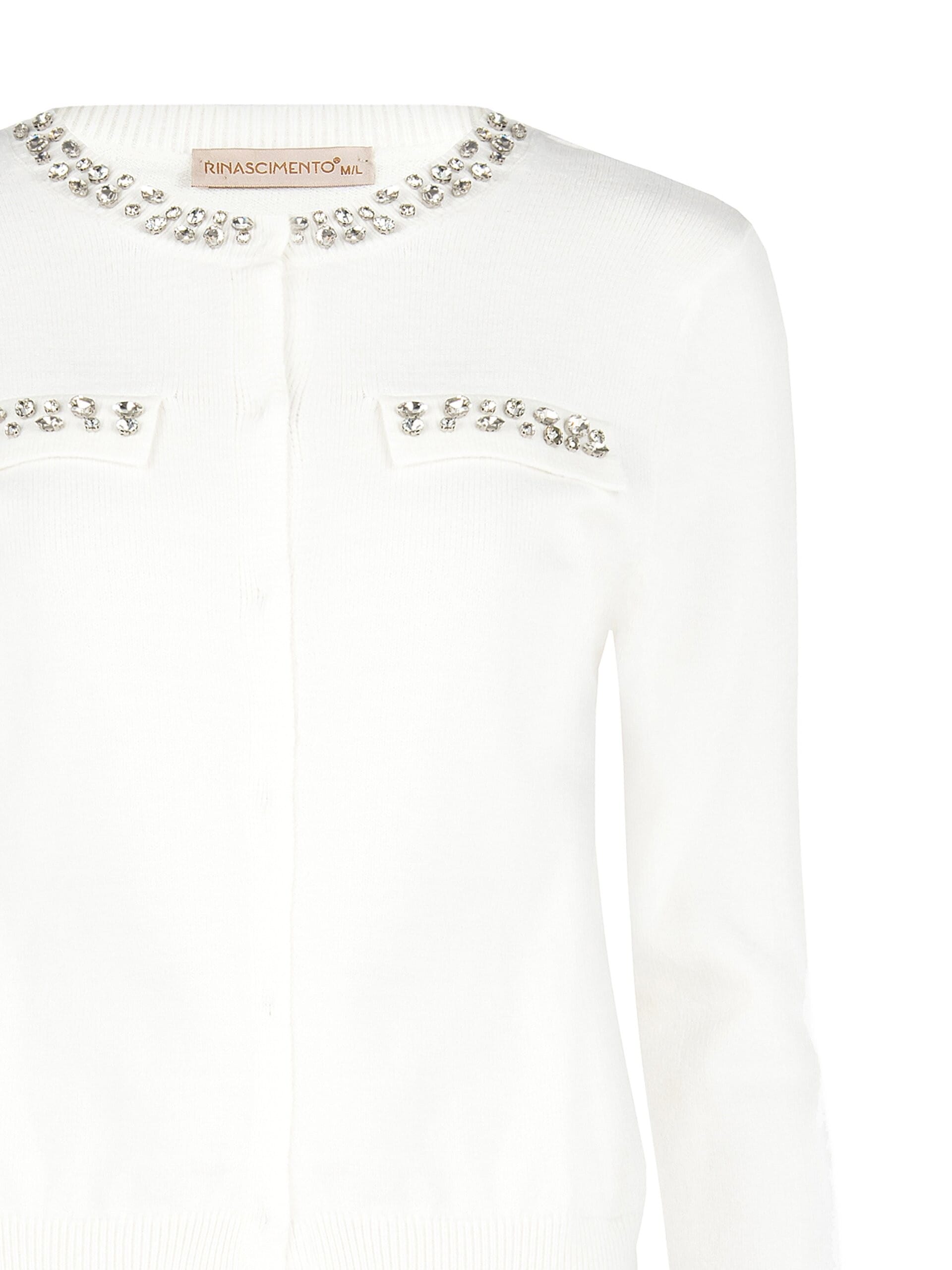 Cardigan Pull With Crystals Cabochon Rinascimento