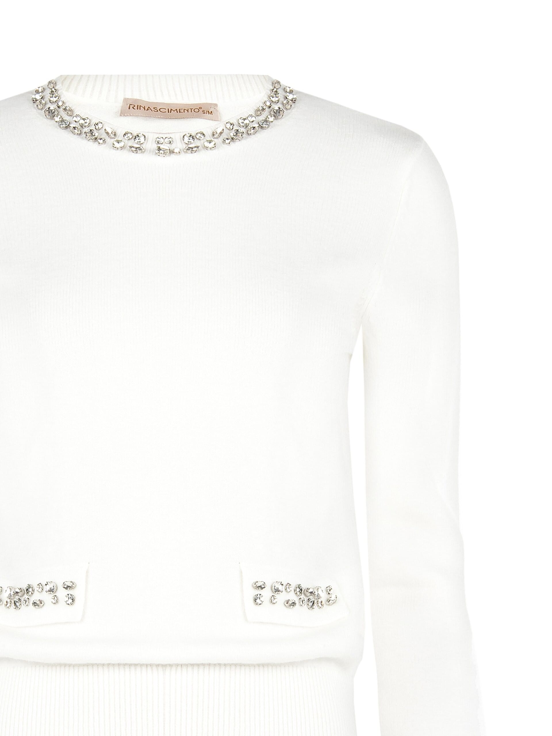 Maglione Girocollo Con Cristalli Cabochon Rinascimento