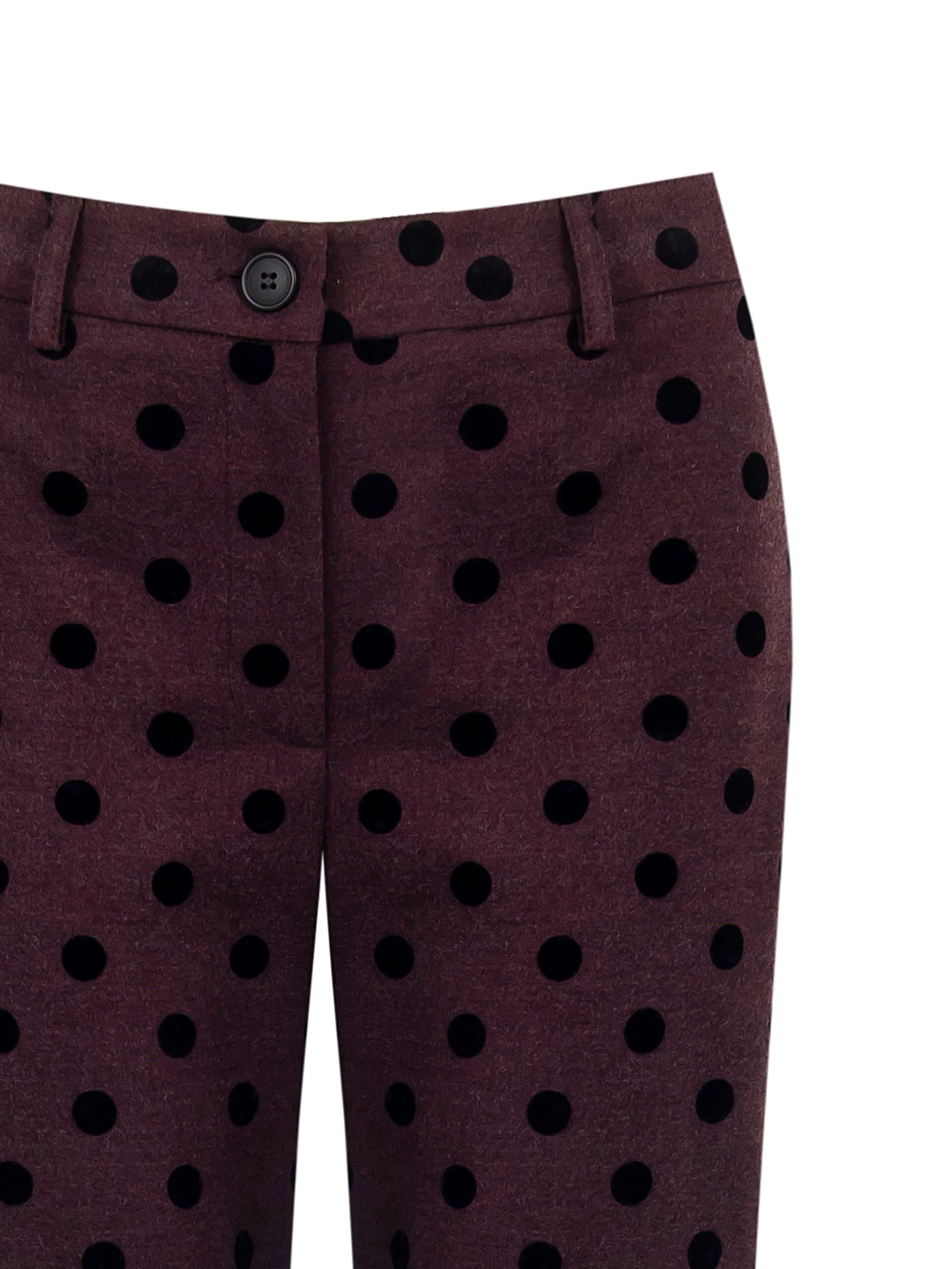 Pantaloni A Zampa A Pois Floccati Con Elastico Dietro Rinascimento