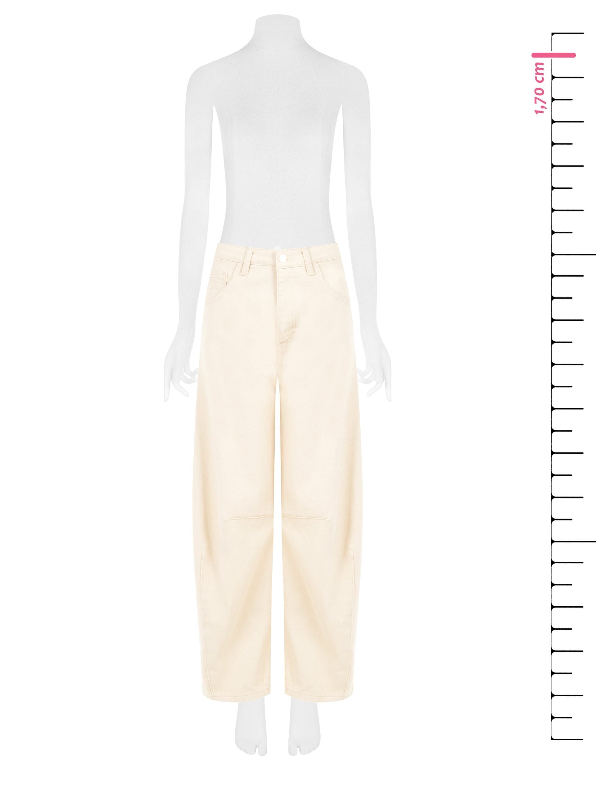 Pantaloni In Drill Di Cotone Balloon Con Bottone Logo RR Rinascimento