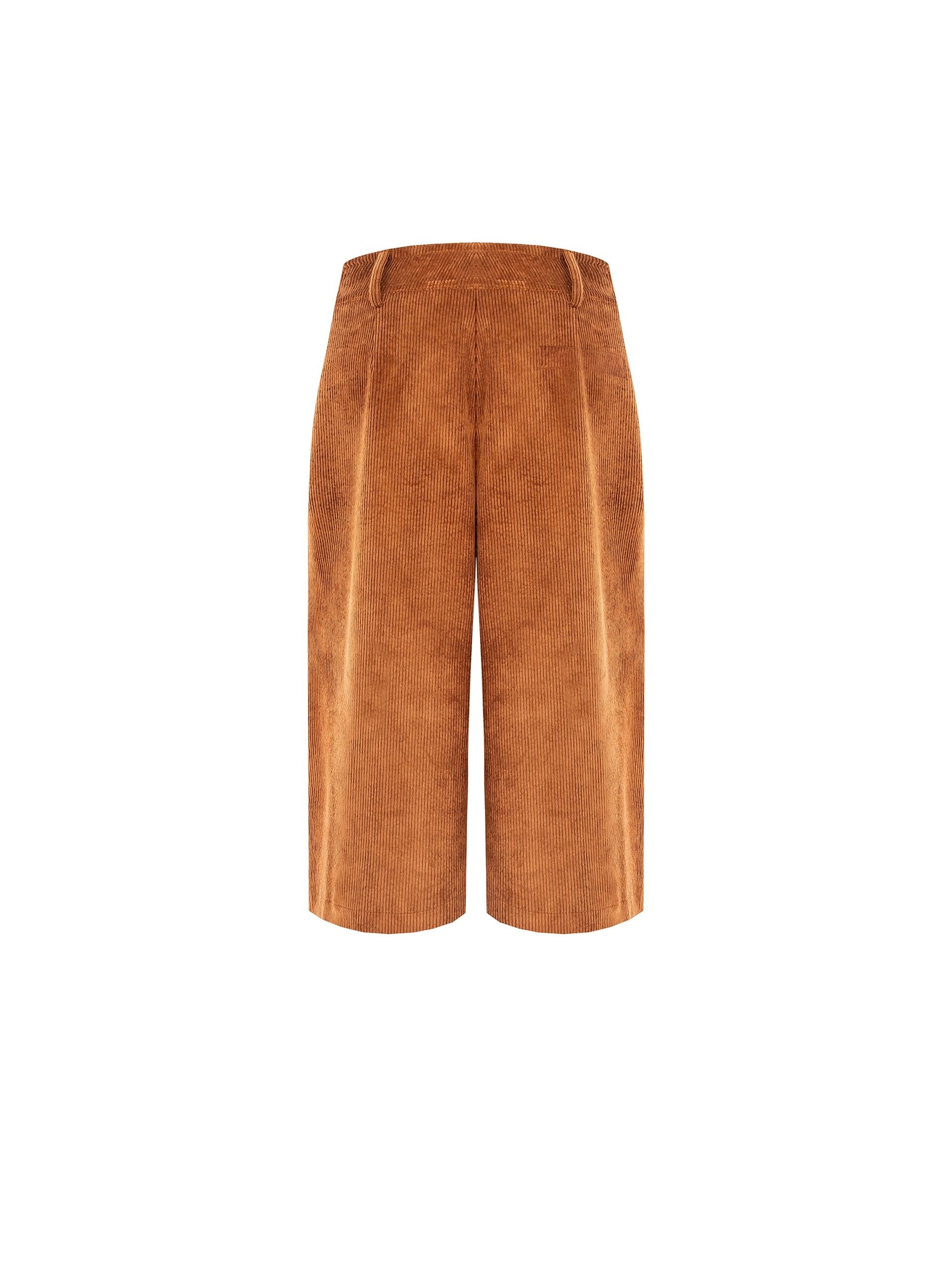 Bermuda In Velluto A Coste Con Doppia Pinces E Tasche Rinascimento