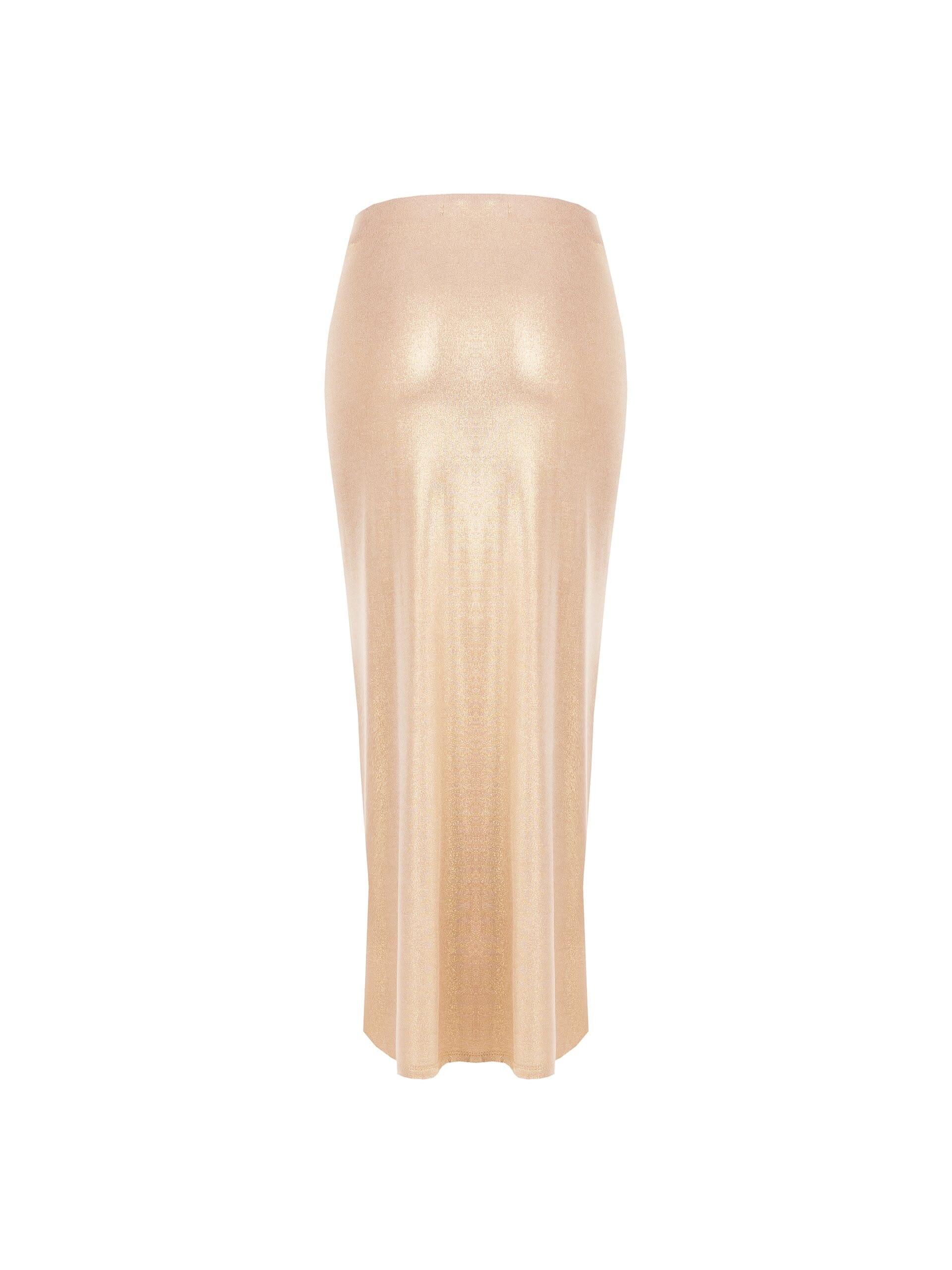 Gonna A Tubino Arricciata In Maglina Laminata Rinascimento