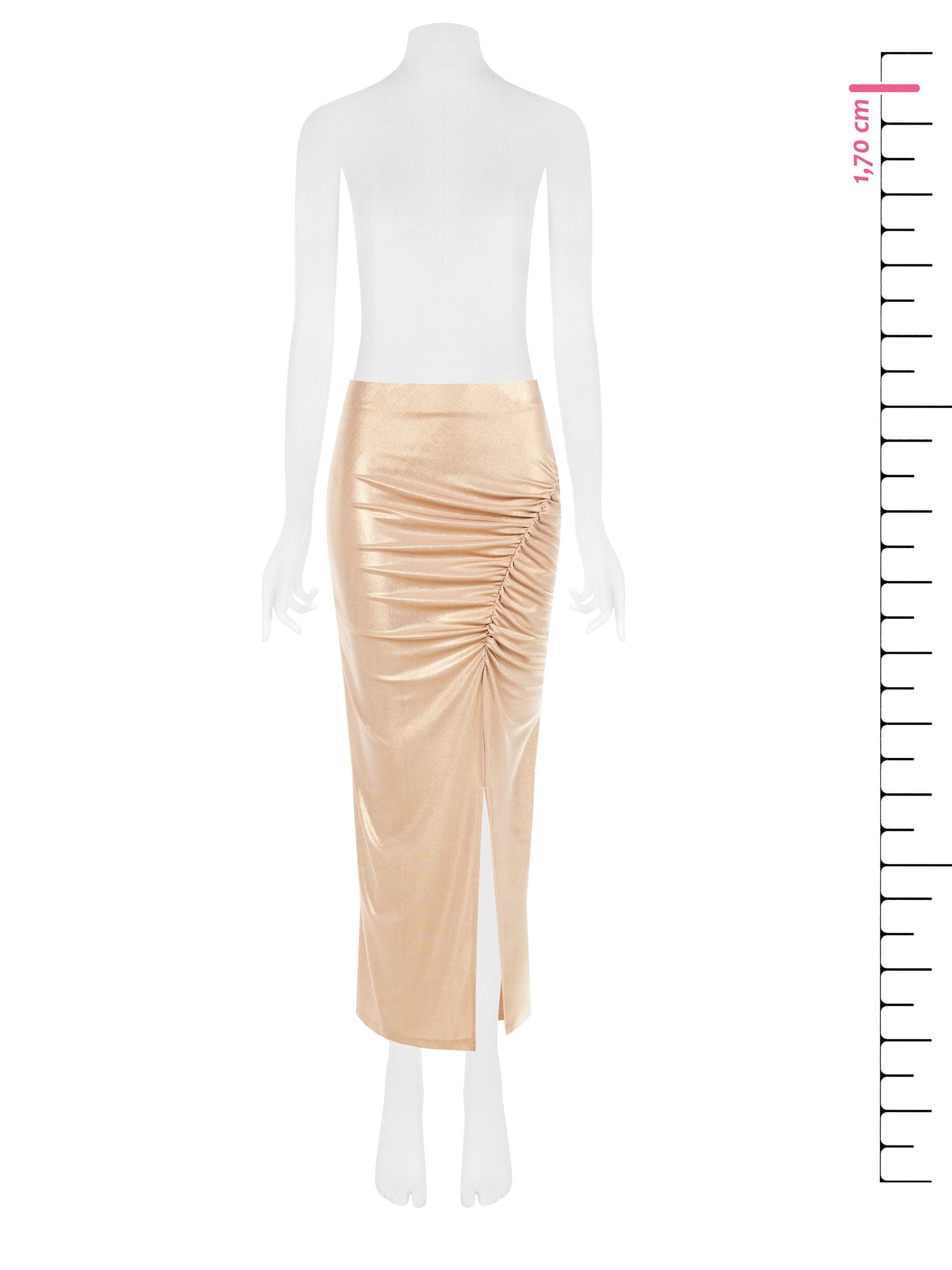 Gonna A Tubino Arricciata In Maglina Laminata Rinascimento