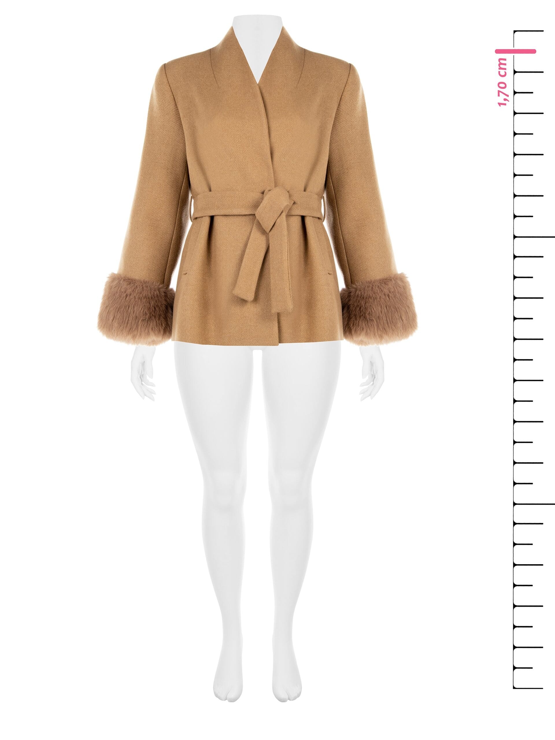 Rinascimento Curvy Short Coat Without Revers With Synthetic Fur Cuffs