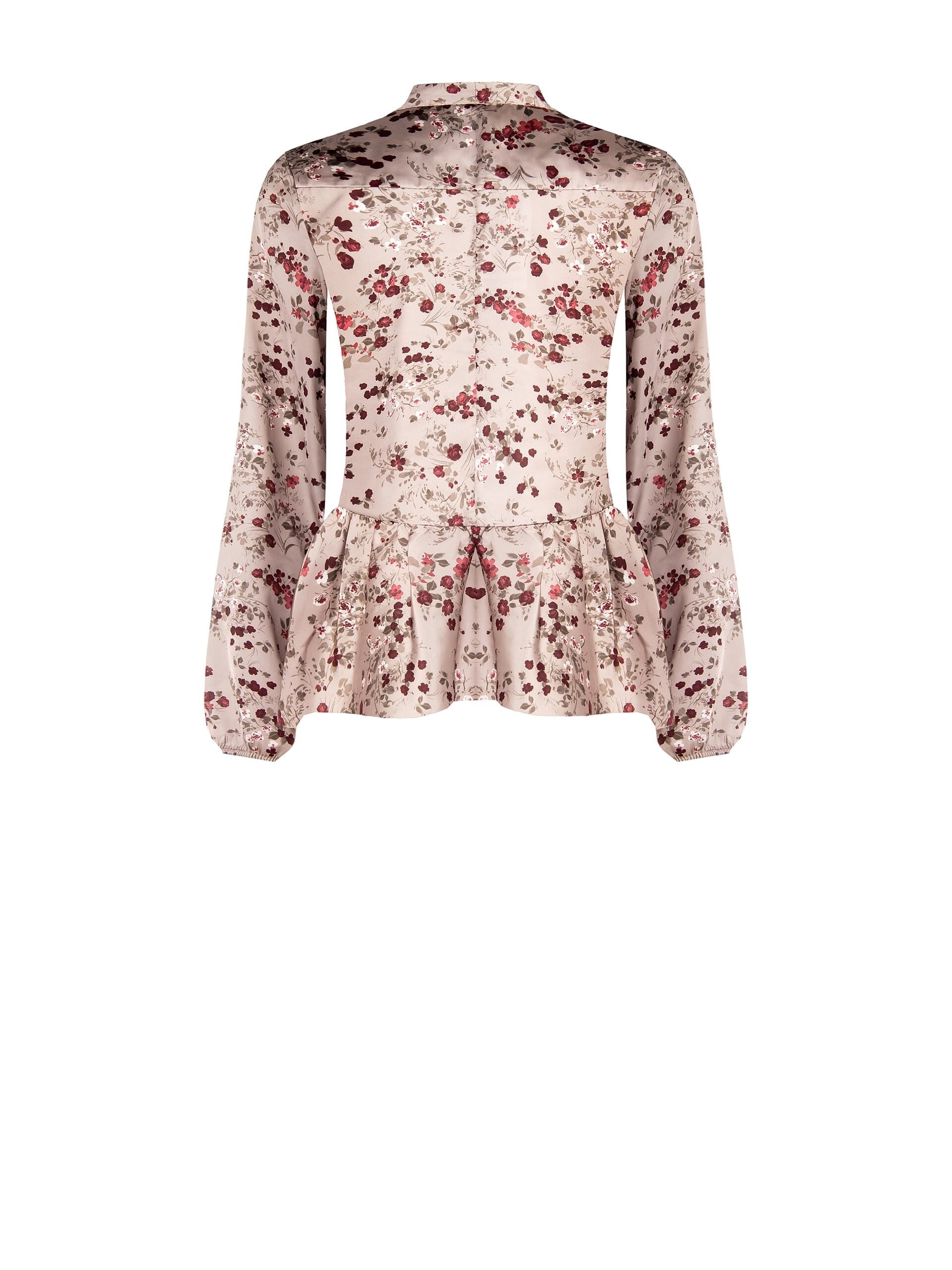 Rinascimento - Chemisier péplum en satin à fleurs avec nœud et encolure en V