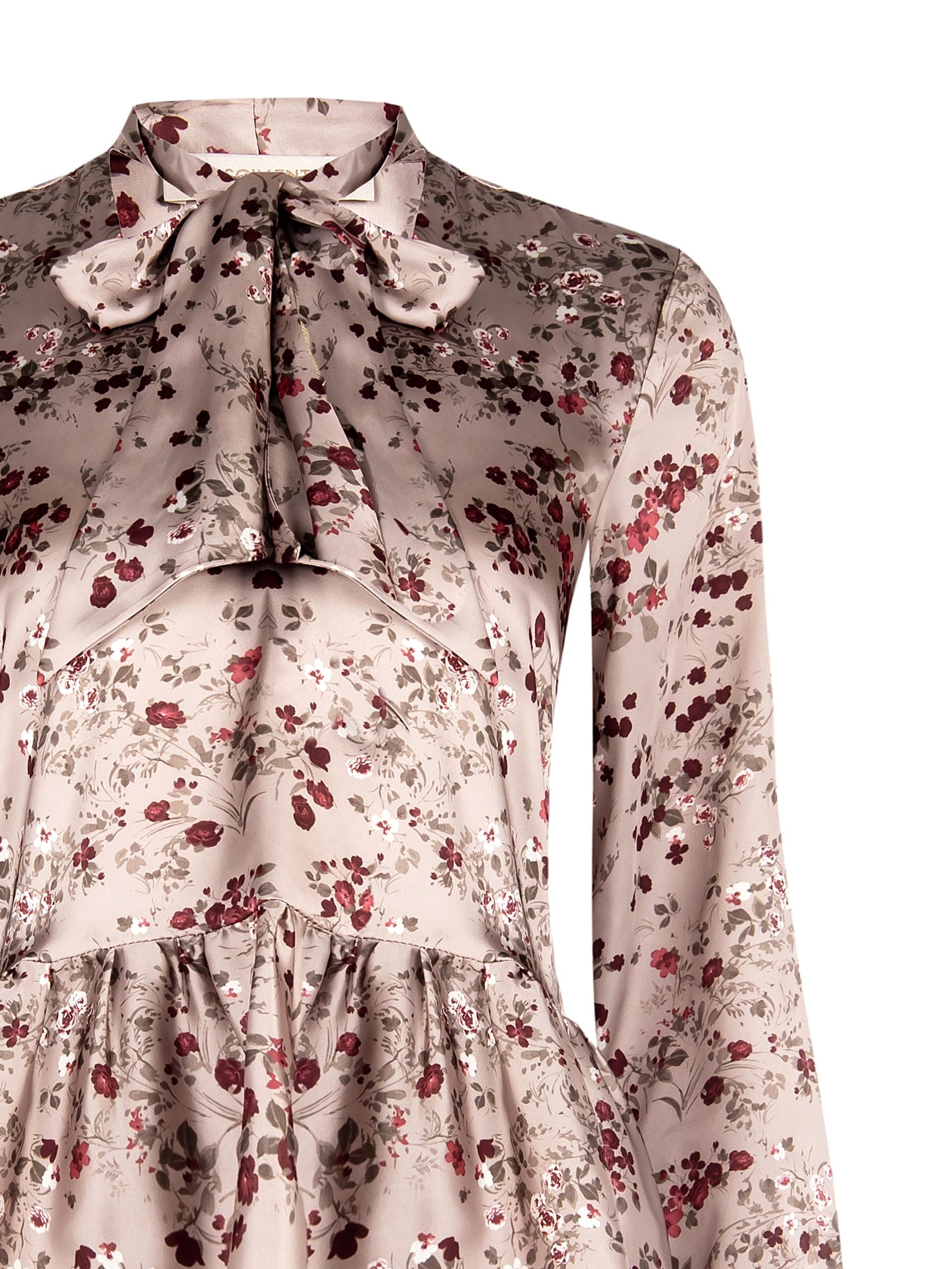 Rinascimento - Chemisier péplum en satin à fleurs avec nœud et encolure en V