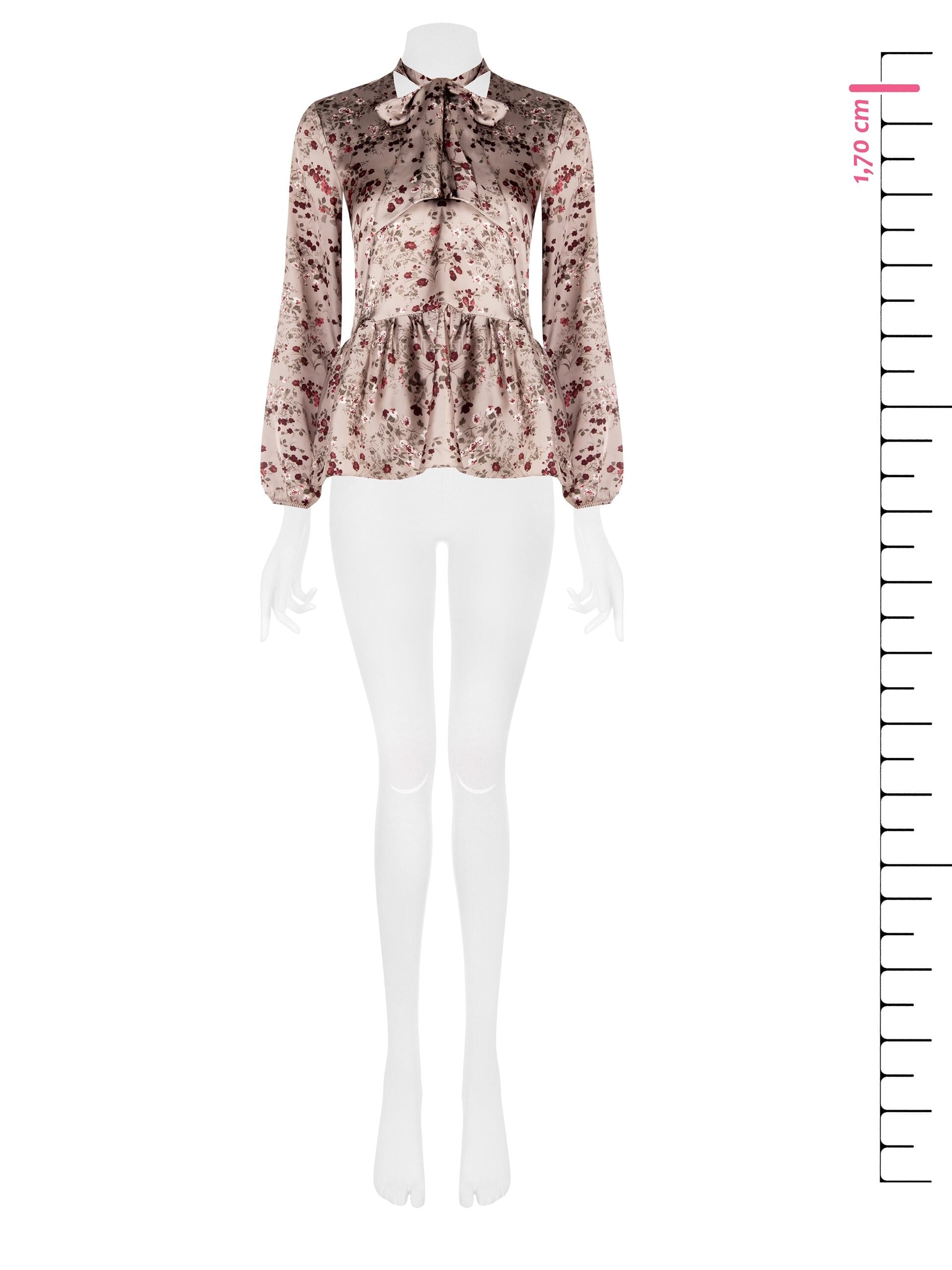 Rinascimento - Chemisier péplum en satin à fleurs avec nœud et encolure en V