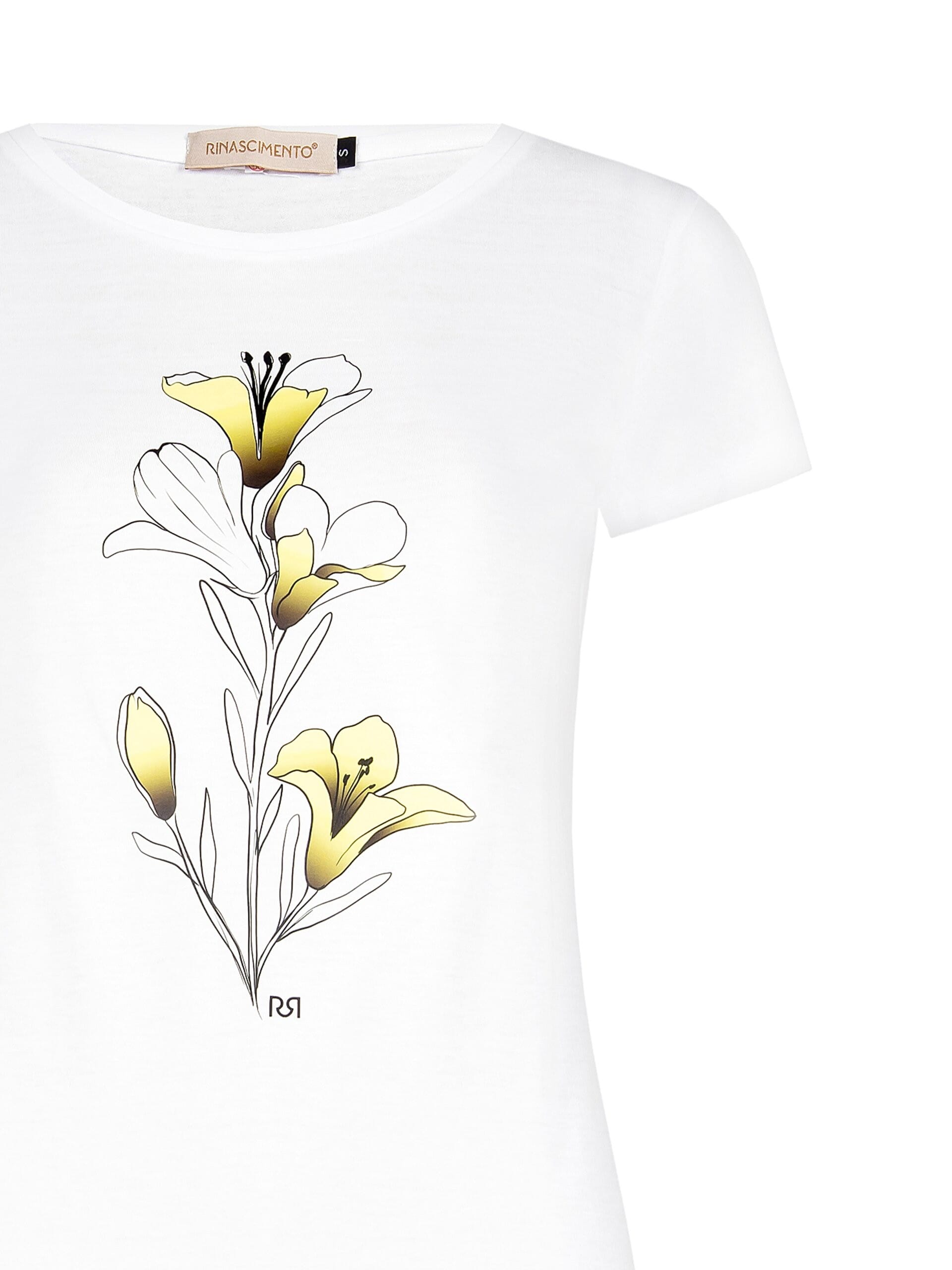 Straight Cotton Lily Print T-Shirt Rinascimento