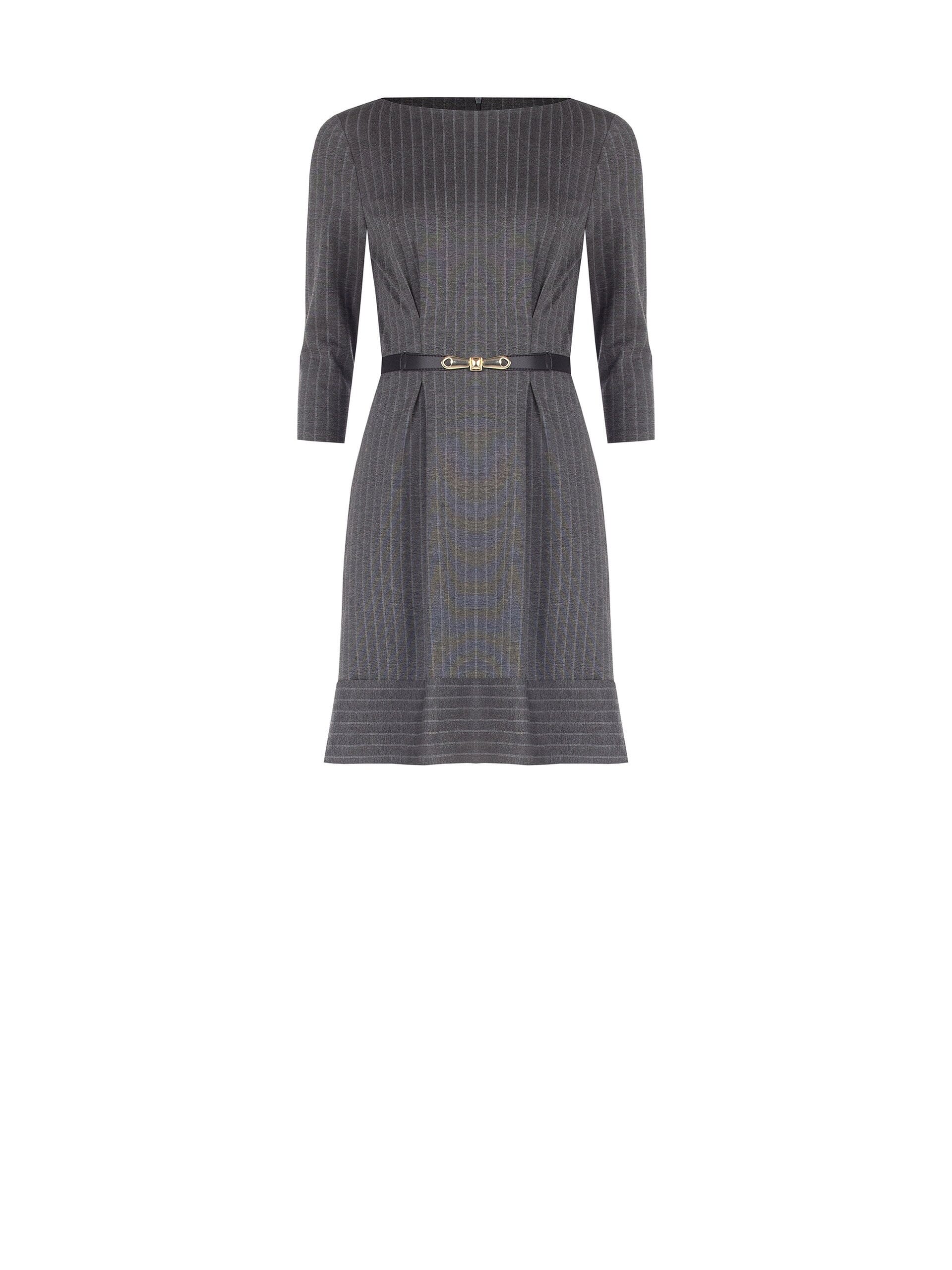 Abito Corto In Punto Milano Gessato Con Cintura Elastica Abbinata Rinascimento