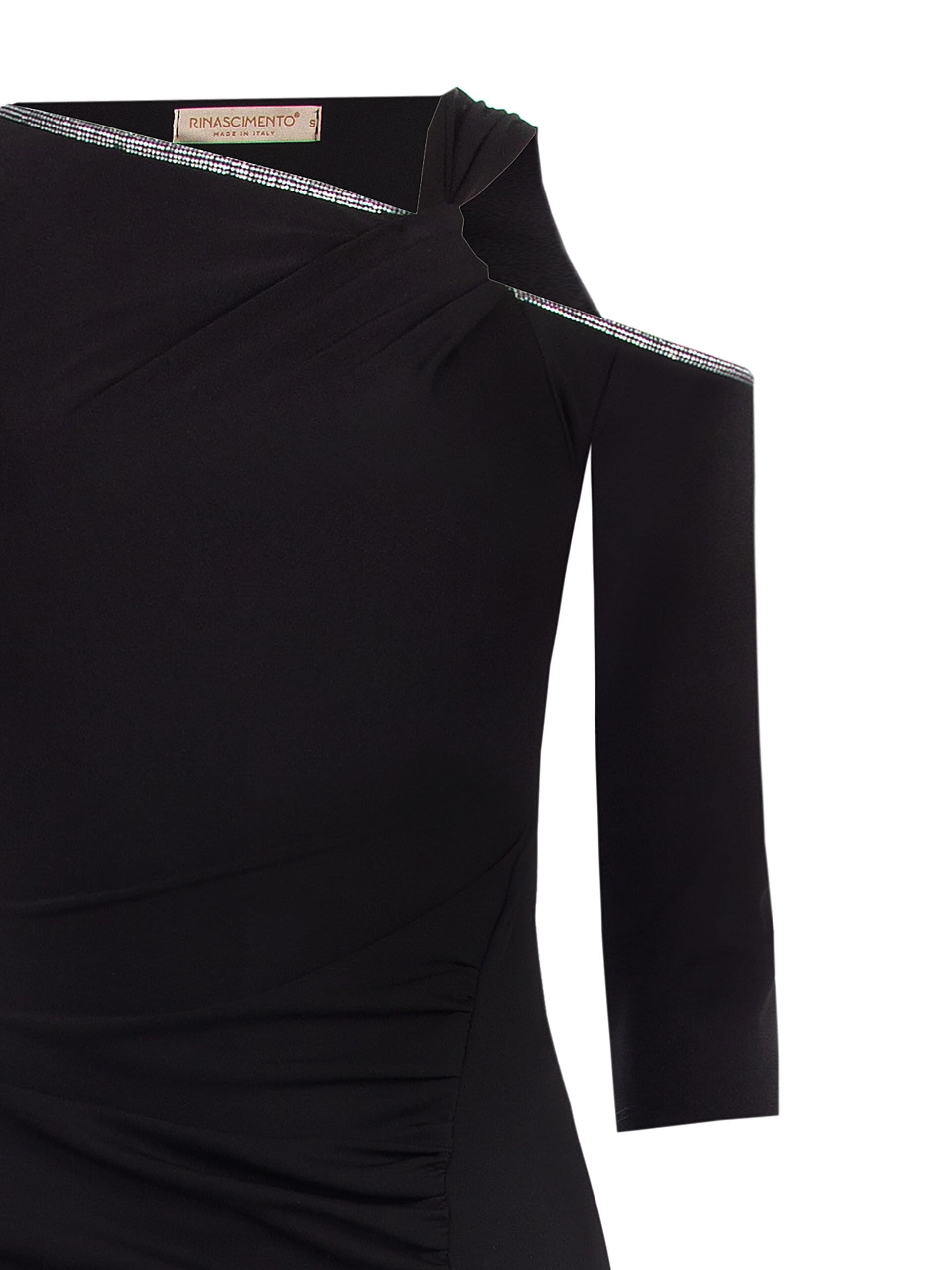 Abito A Tubino Con Scollo Asimmetrico Decorato Di Strass E Spacco Sul Davanti Rinascimento