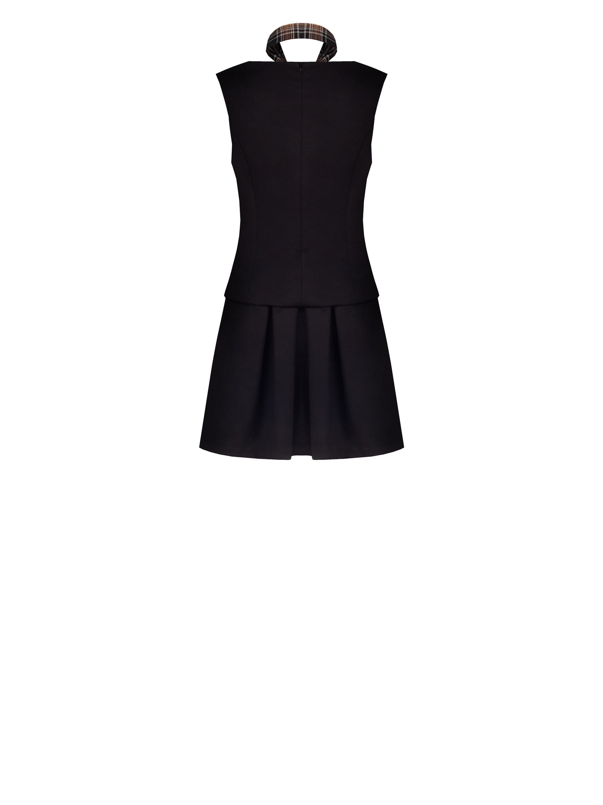 Robe courte en tissu polyester avec cravate à carreaux amovible Rinascimento