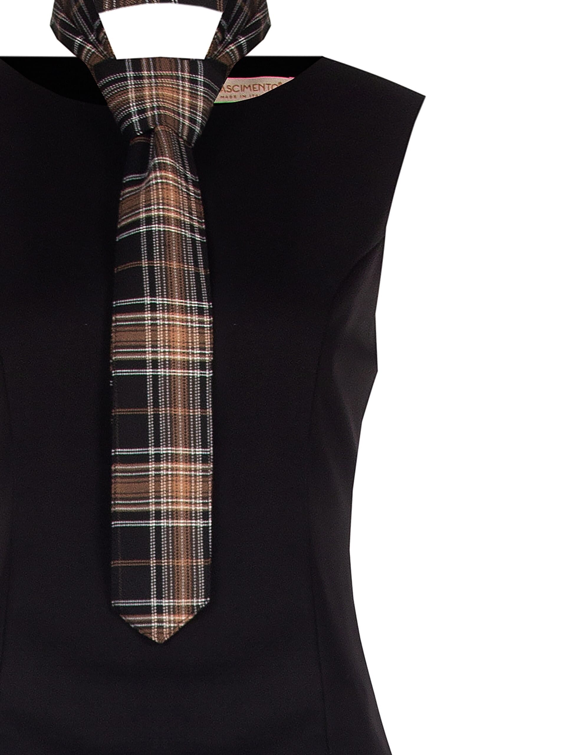 Robe courte en tissu polyester avec cravate à carreaux amovible Rinascimento