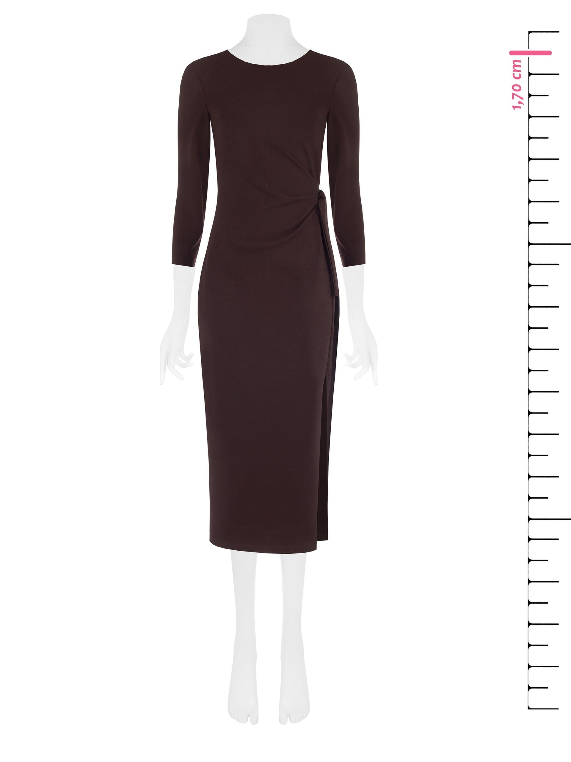 Abito Aderente In Scuba Crepe Annodato Su Un Fianco E Con Spacco Davanti Rinascimento