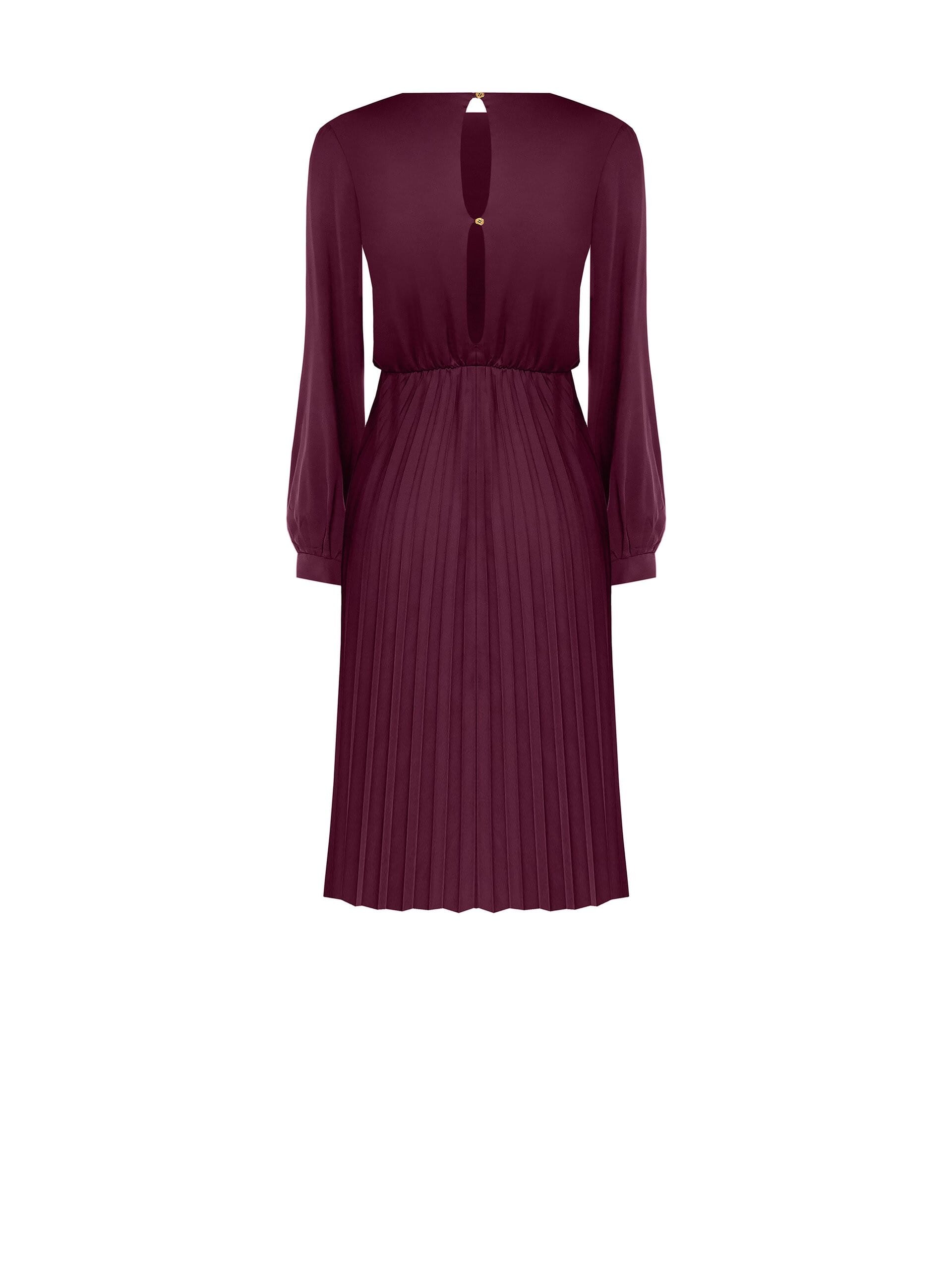 Abito Midi Plissé In Raso Arricciato Sui Fianchi Rinascimento