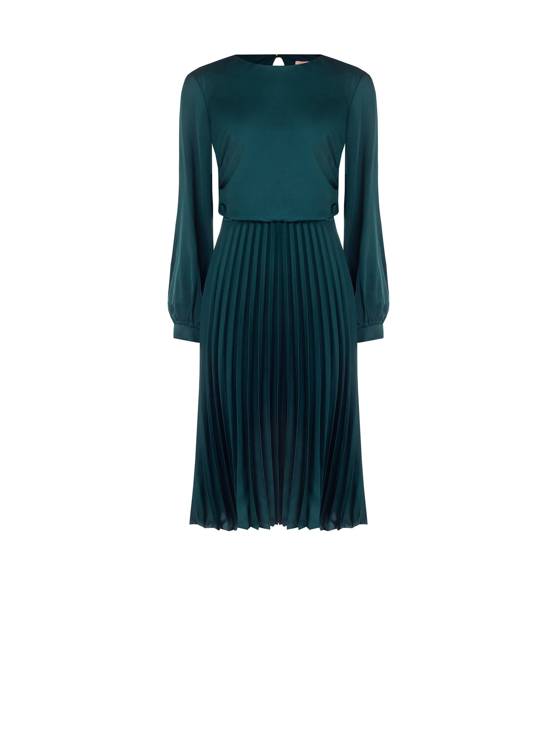 Abito Midi Plissé In Raso Arricciato Sui Fianchi Rinascimento