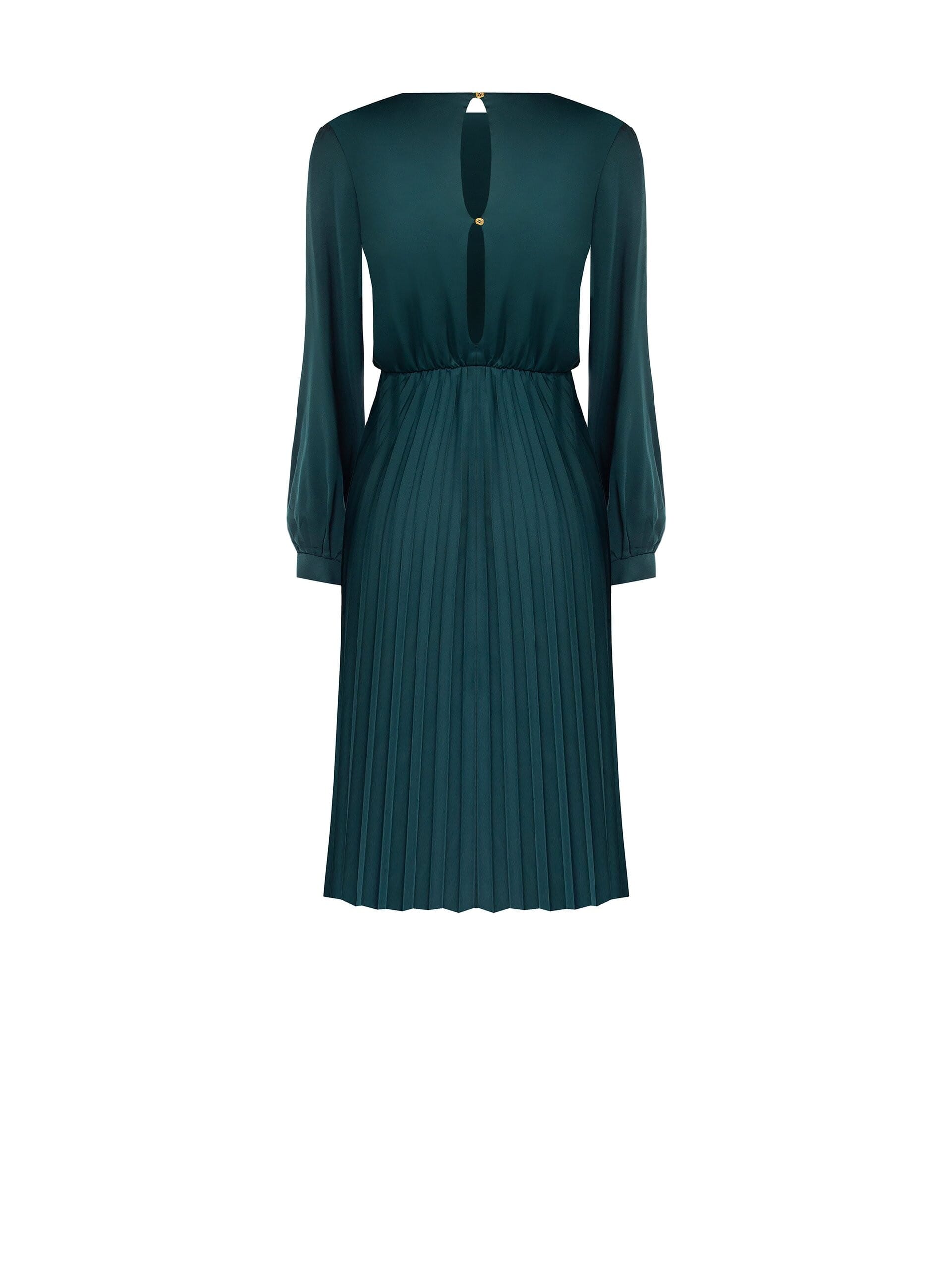 Abito Midi Plissé In Raso Arricciato Sui Fianchi Rinascimento