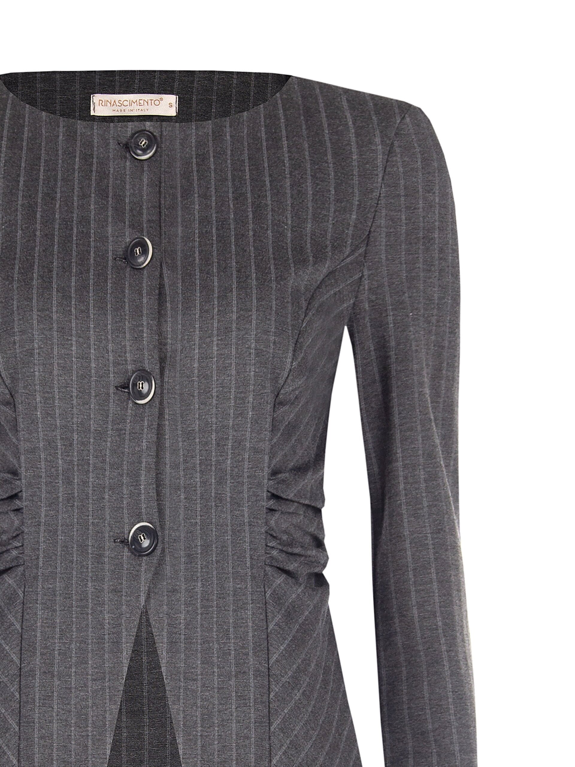 Rinascimento Pinstripe Milano Stitch Pinstripe Waist Embroidered Jacket