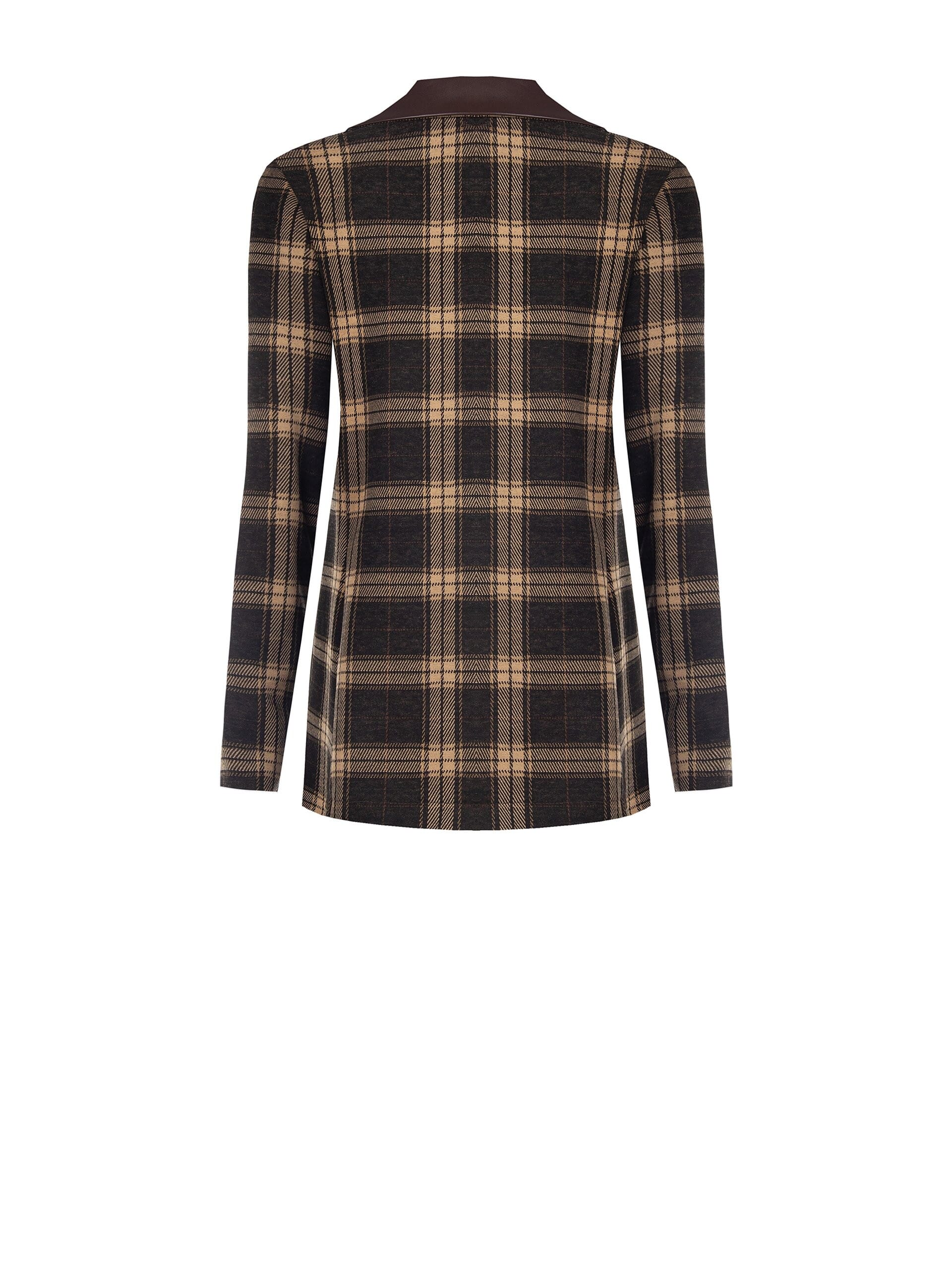 Giacca Blazer In Tessuto Jacquard A Quadri Con Dettagli In Similpelle Rinascimento