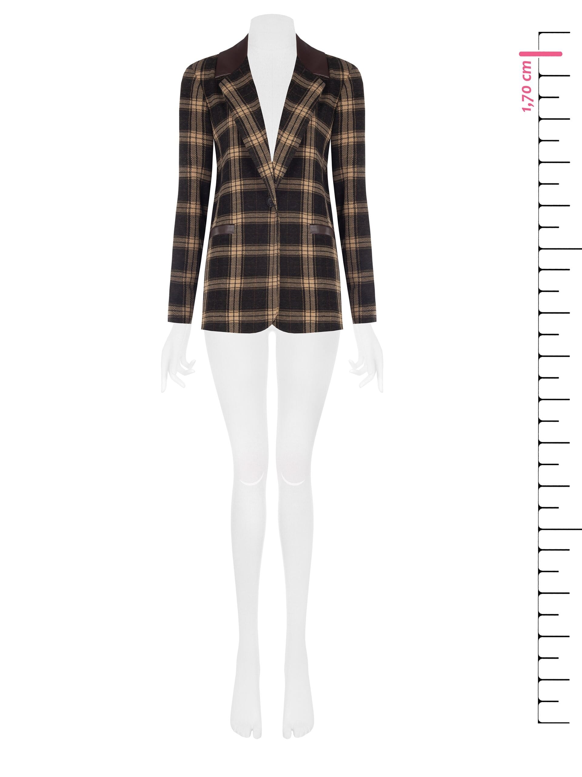 Giacca Blazer In Tessuto Jacquard A Quadri Con Dettagli In Similpelle Rinascimento