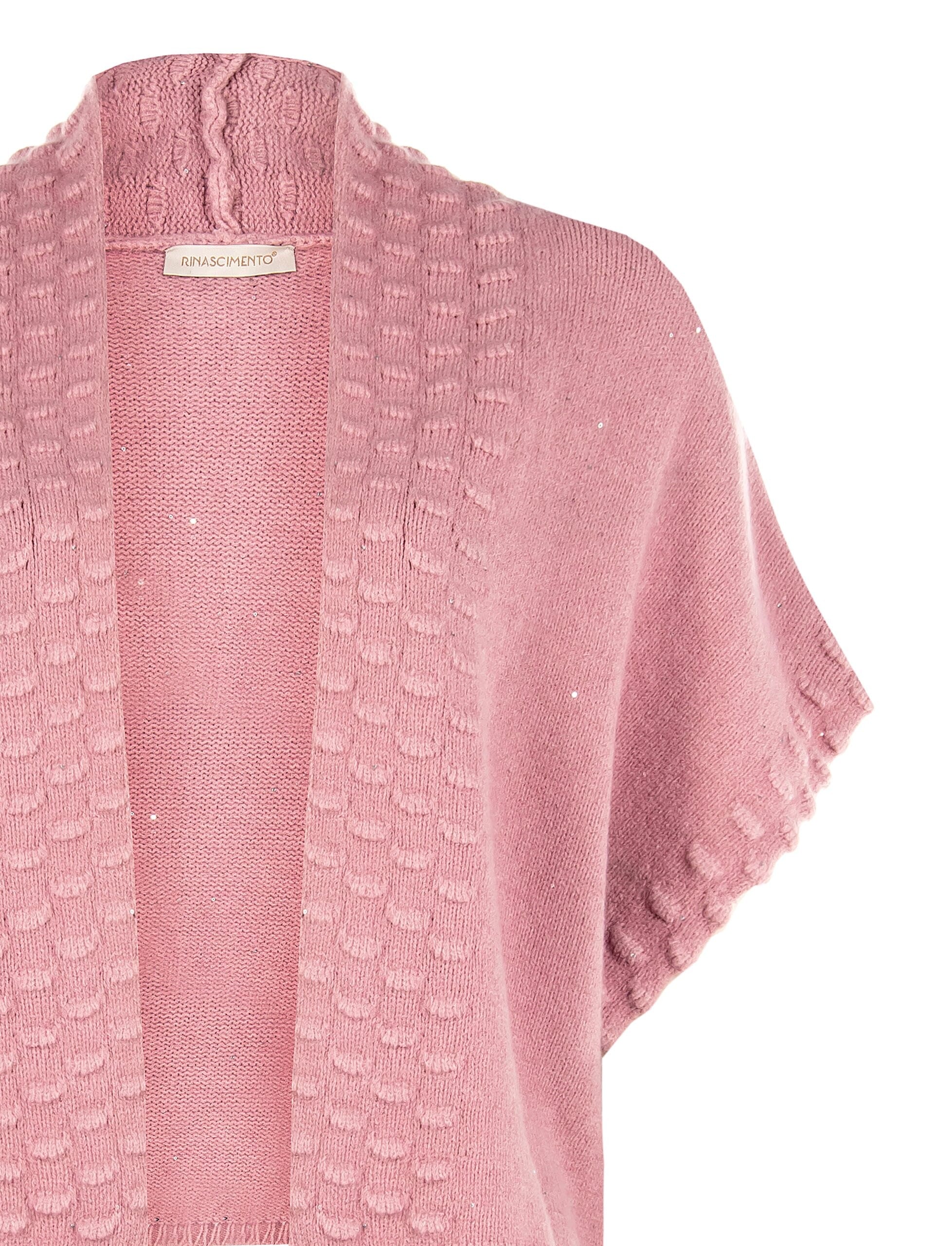 Short Open Curvy Cardigan Sweater With Micro Sequins Rinascimento Curvy