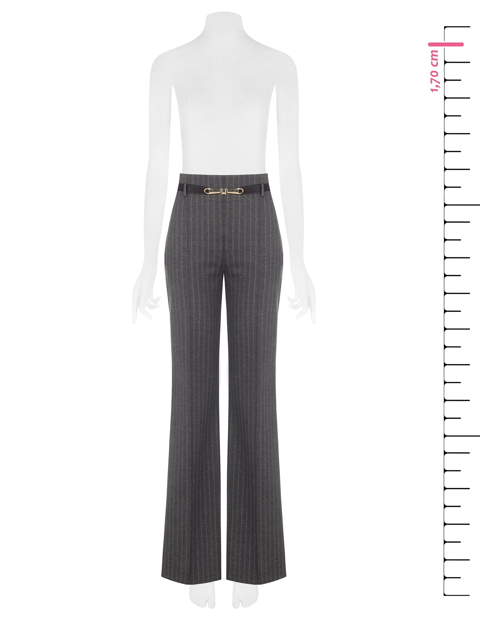 Milano Stitch Pinstripe Paunch Pantalon avec ceinture élastique et fermeture éclair latérale Rinascimento