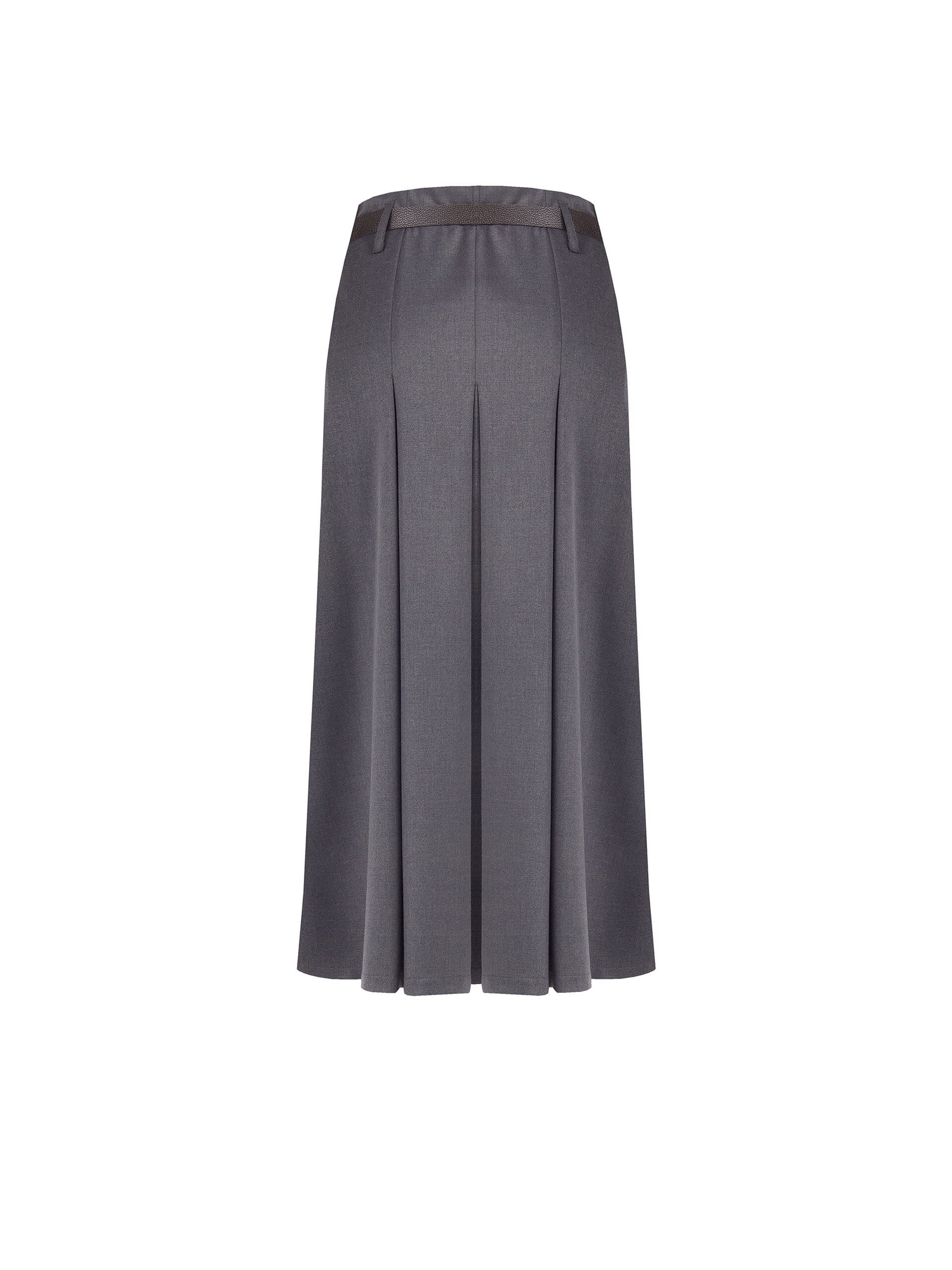 Jupe longue plissée en tissu poly-viscose avec ceinture assortie en similicuir Rinascimento