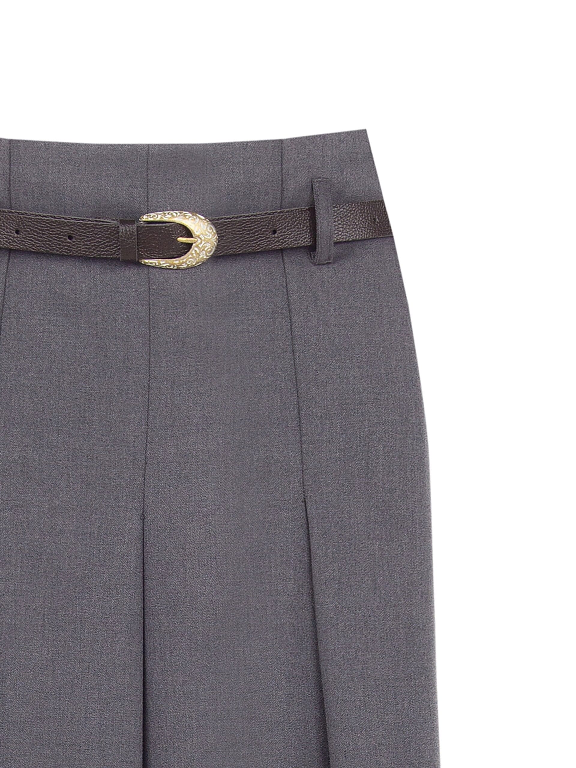 Jupe longue plissée en tissu poly-viscose avec ceinture assortie en similicuir Rinascimento