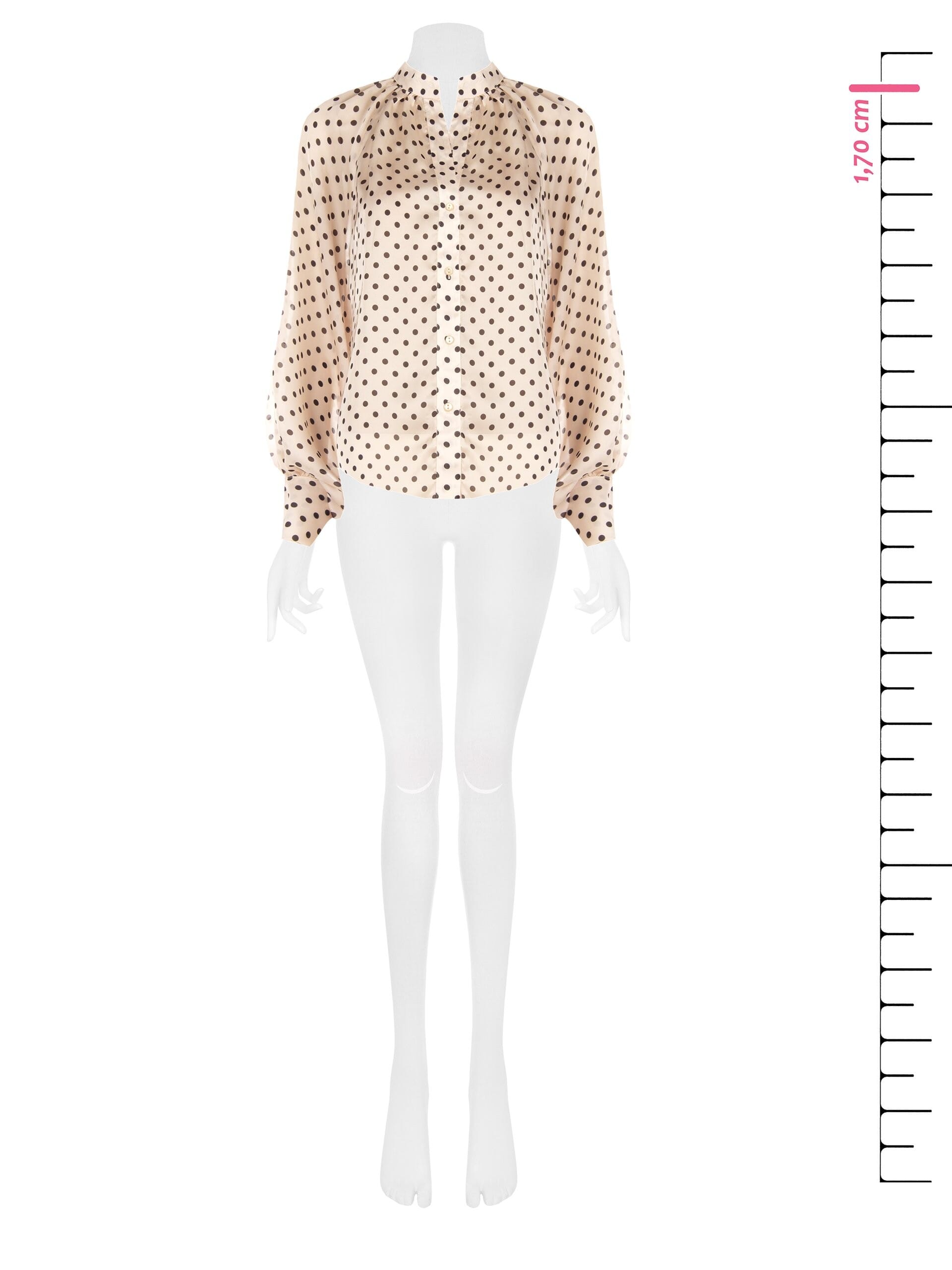 Camicia Fluida In Raso A Pois Con Maxi Maniche Rinascimento