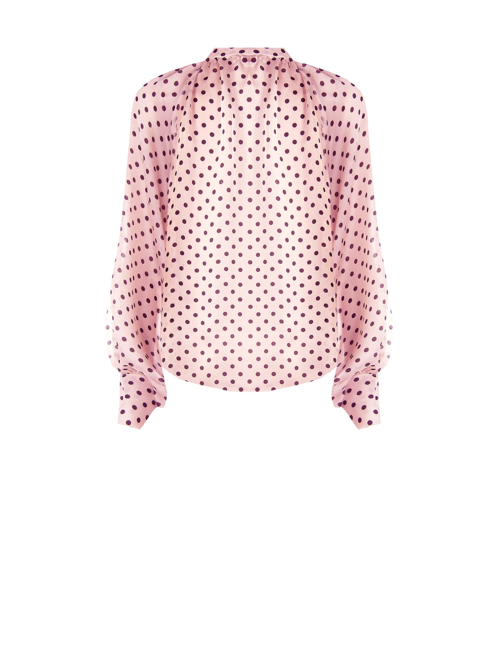 Camicia Fluida In Raso A Pois Con Maxi Maniche Rinascimento