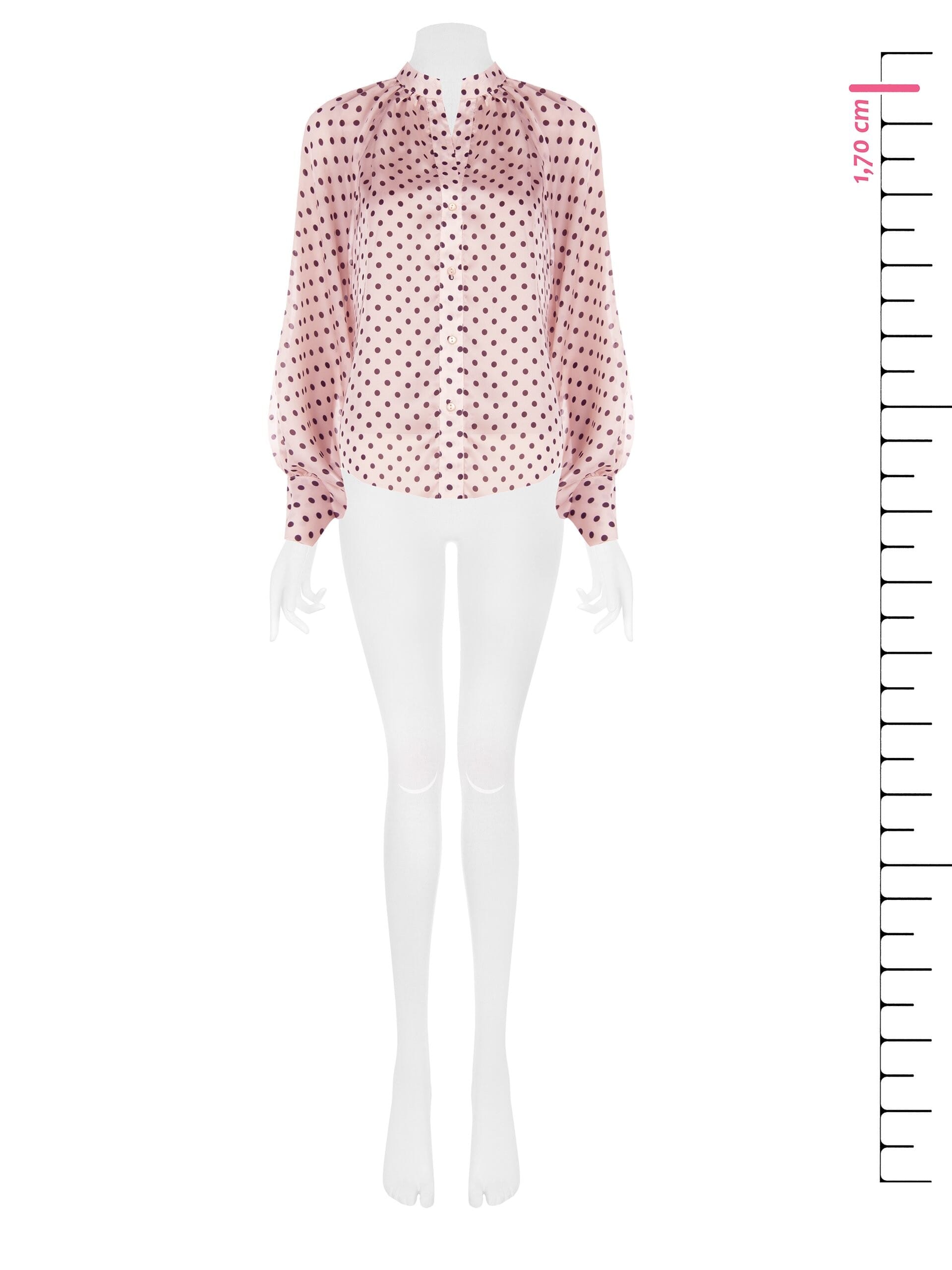 Camicia Fluida In Raso A Pois Con Maxi Maniche Rinascimento