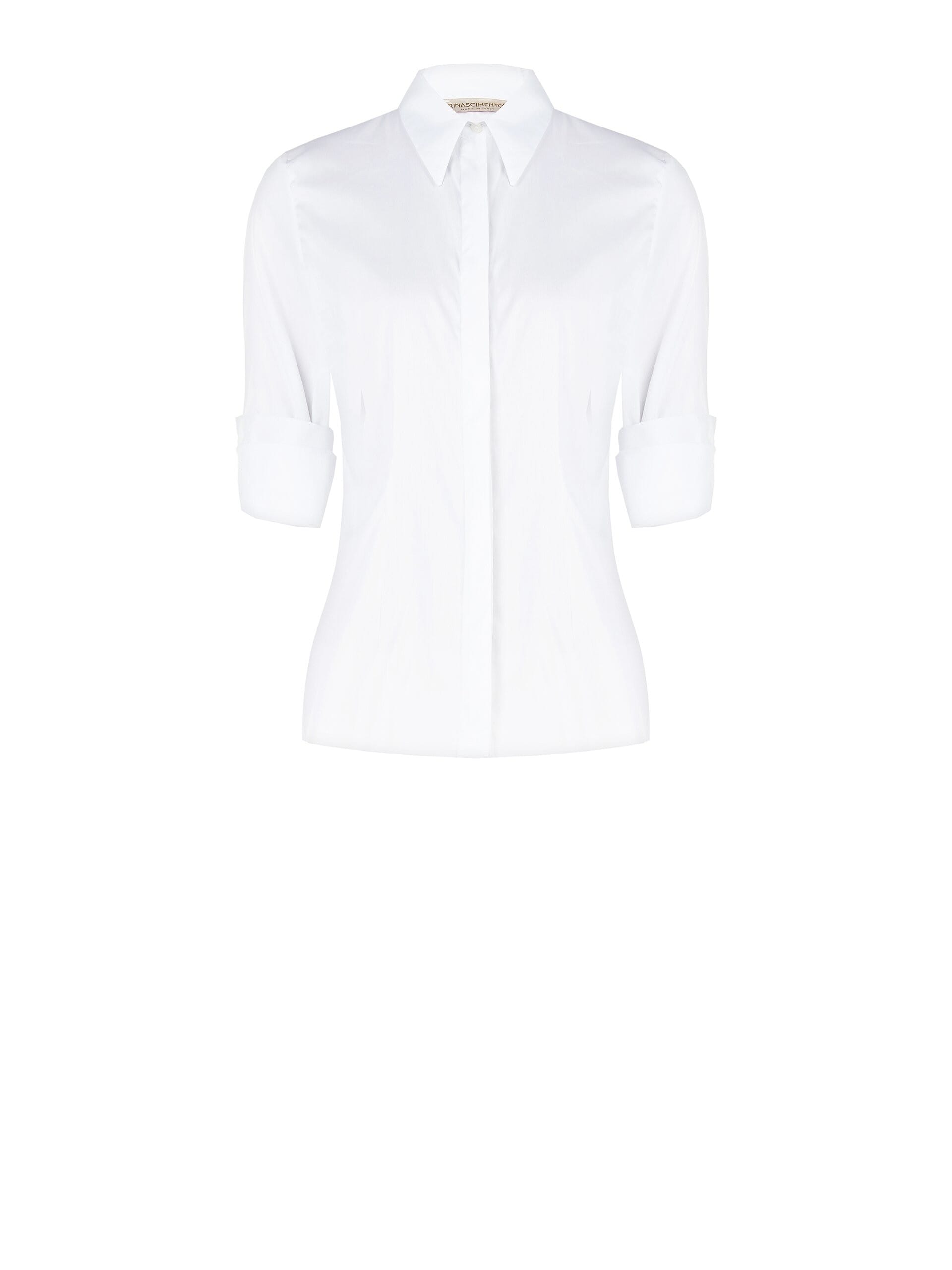 Rinascimento Cotton Blend Fitted Shirt with Concealed Buttons
