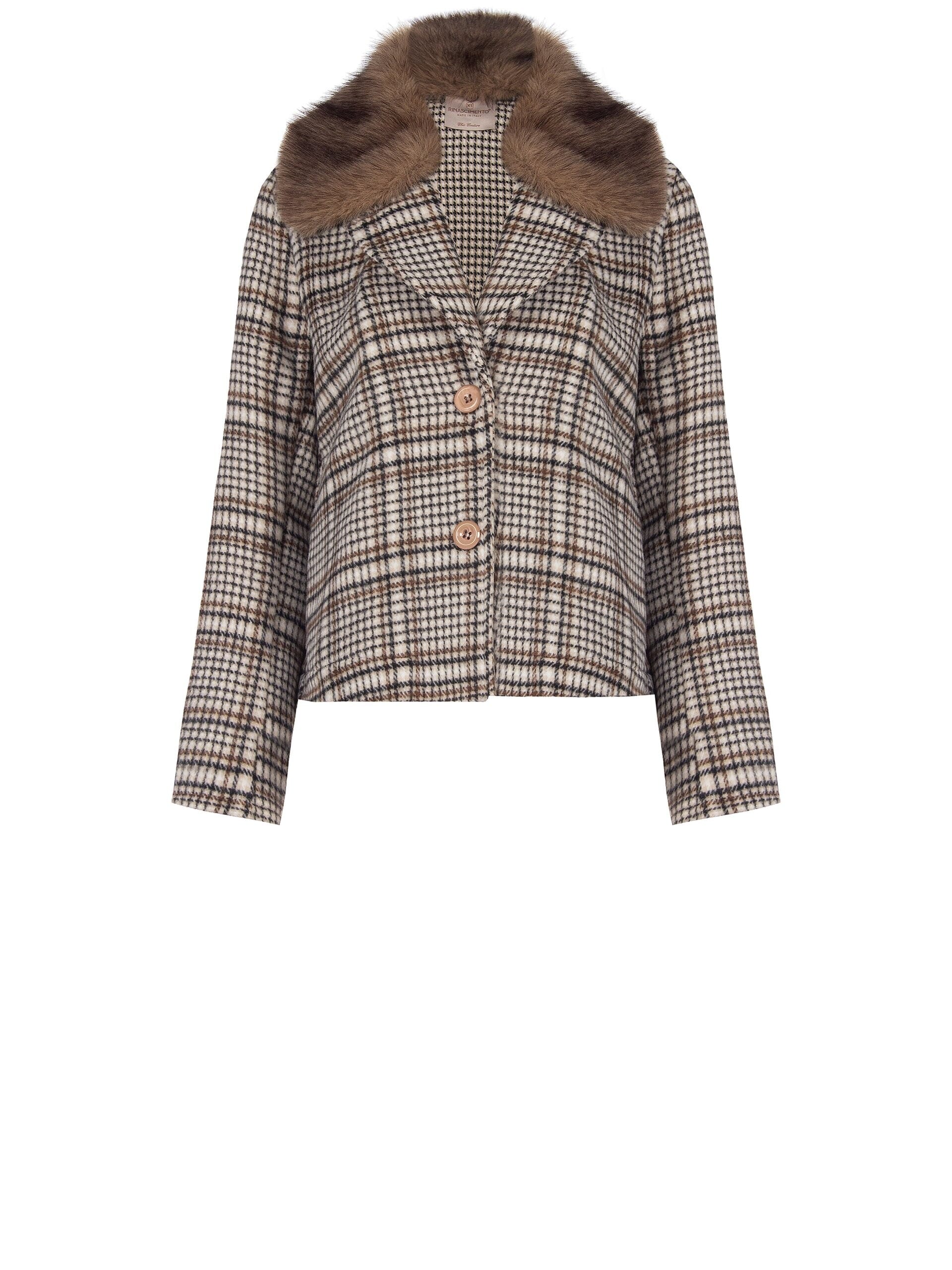 Manteau court Rinascimento avec col en fourrure synthétique amovible