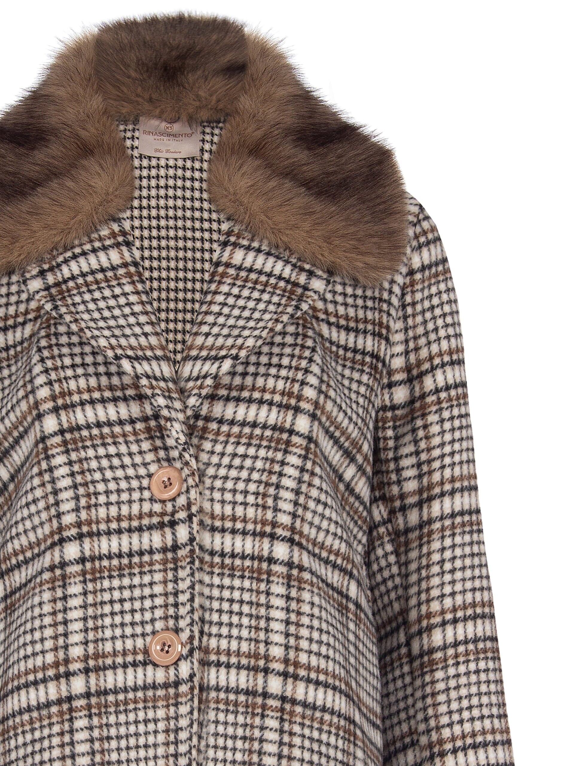 Manteau court Rinascimento avec col en fourrure synthétique amovible