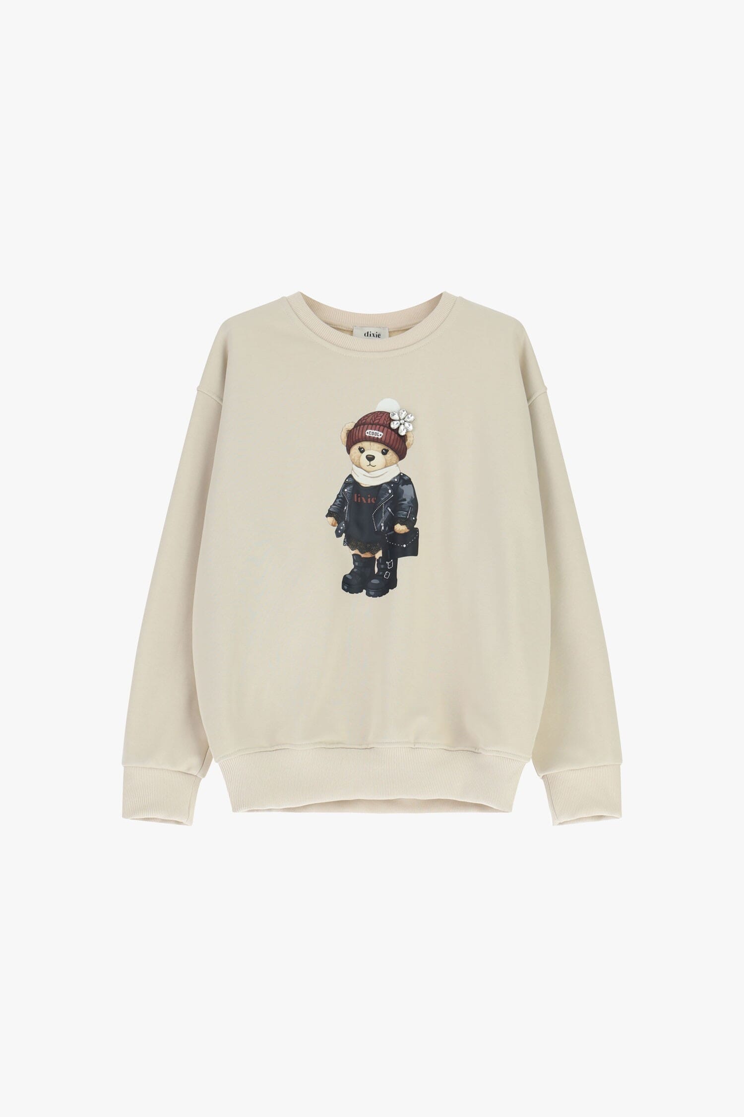 Felpa Girocollo Con Stampa Orsetto E Vestibilit\Xc3\Xa0 Comoda Dixie