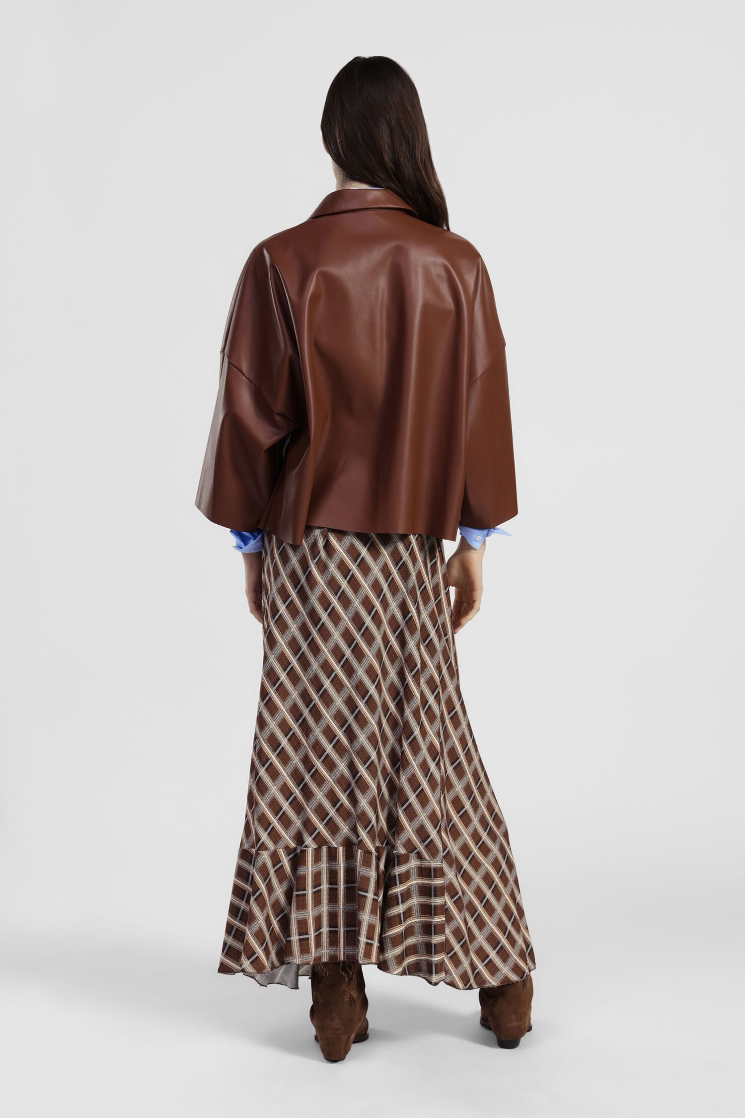 Dixie High Waistted Check Pattern Long Skirt (jupe longue à carreaux)