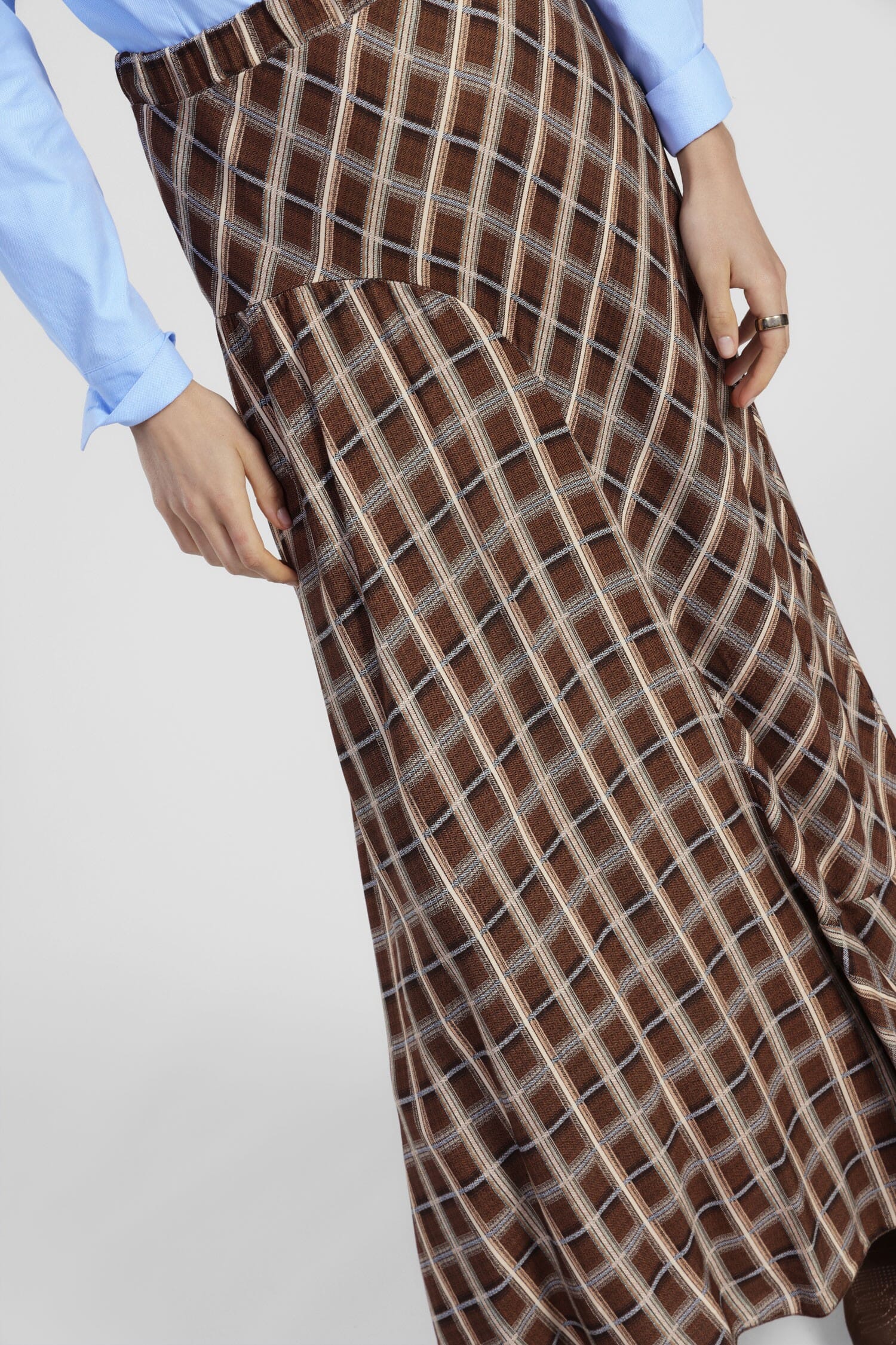 Dixie High Waistted Check Pattern Long Skirt (jupe longue à carreaux)