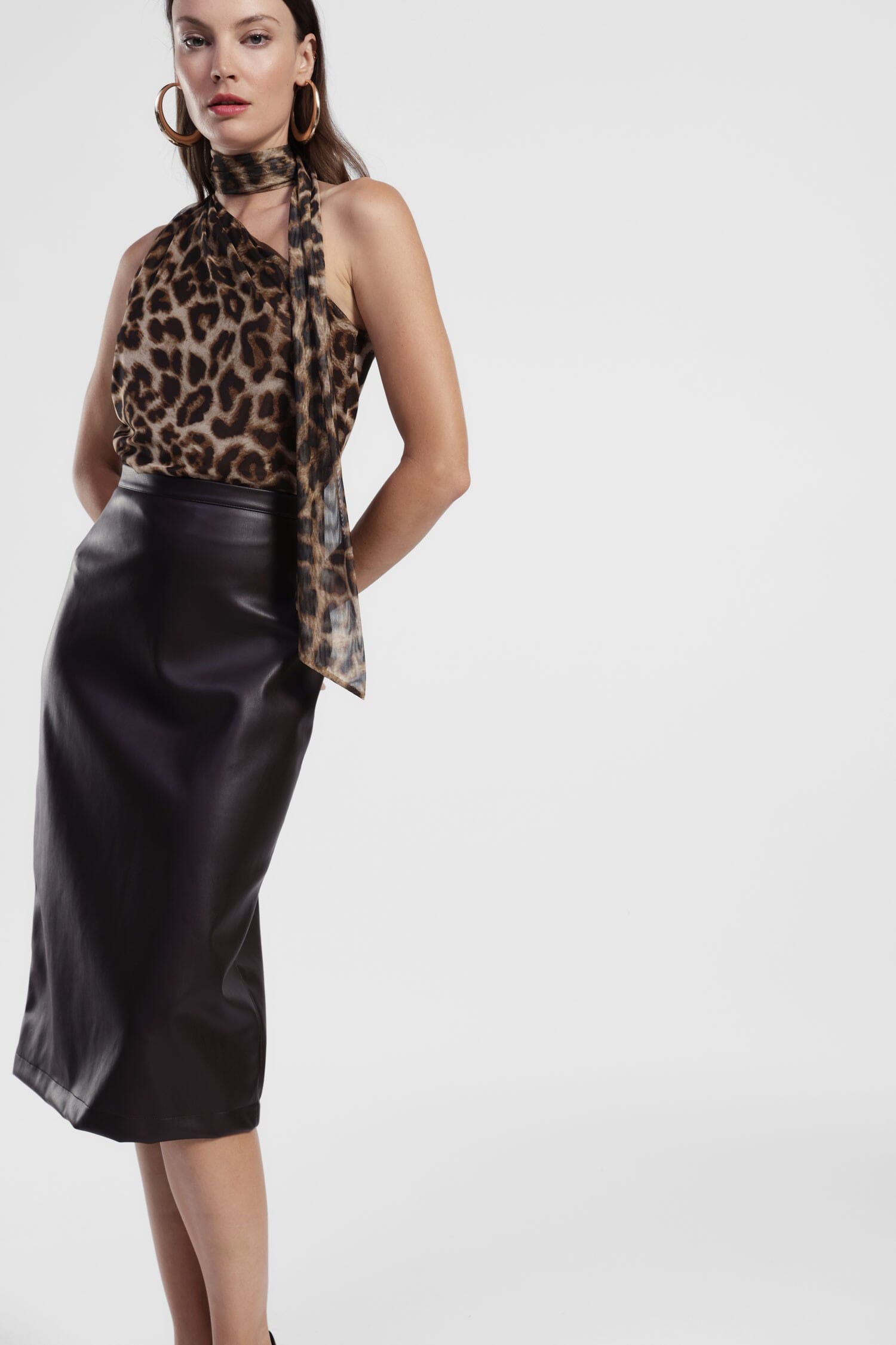 Jupe fourreau midi taille haute avec fente arrière Dixie