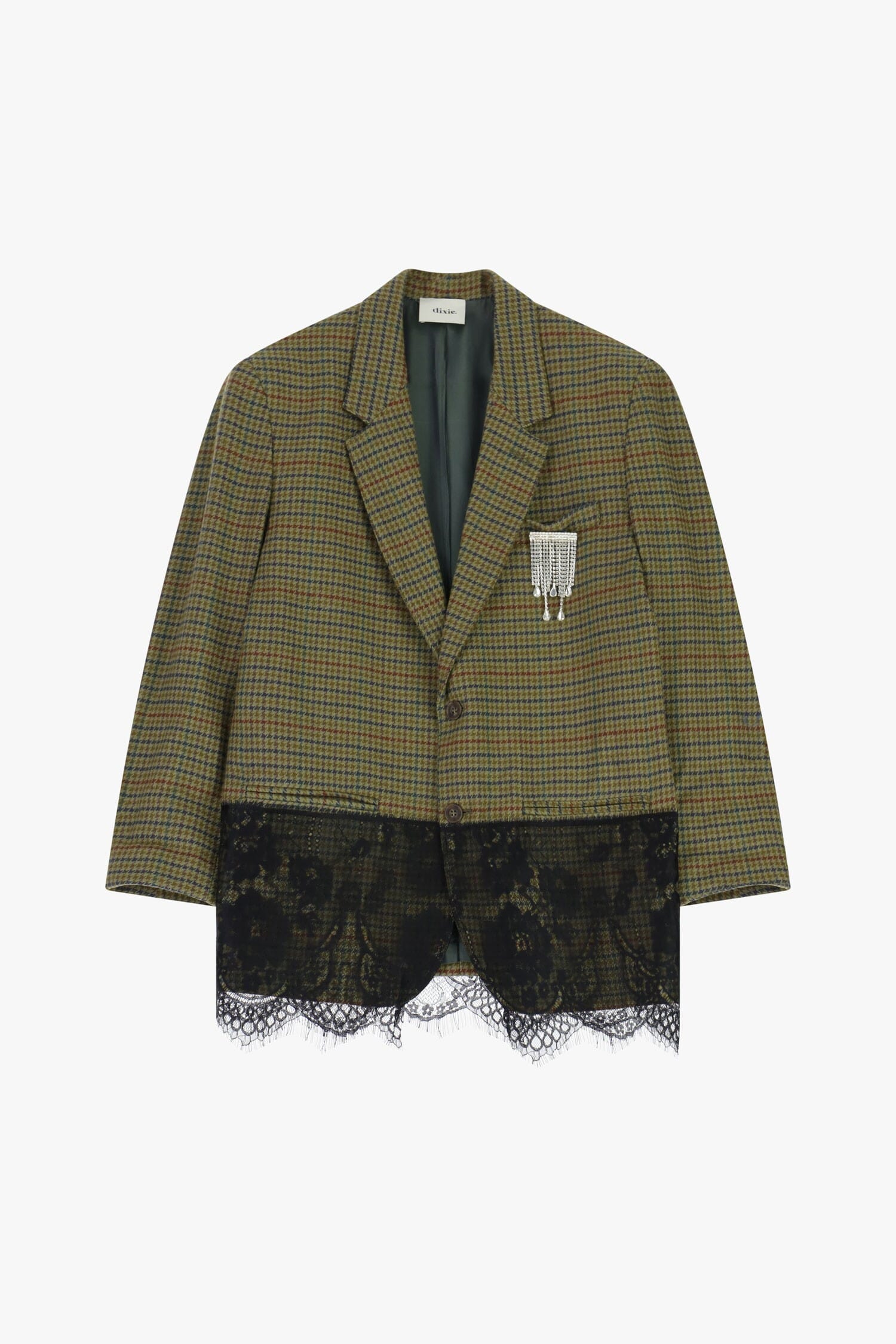 Blazer à carreaux avec empiècement en dentelle Dixie