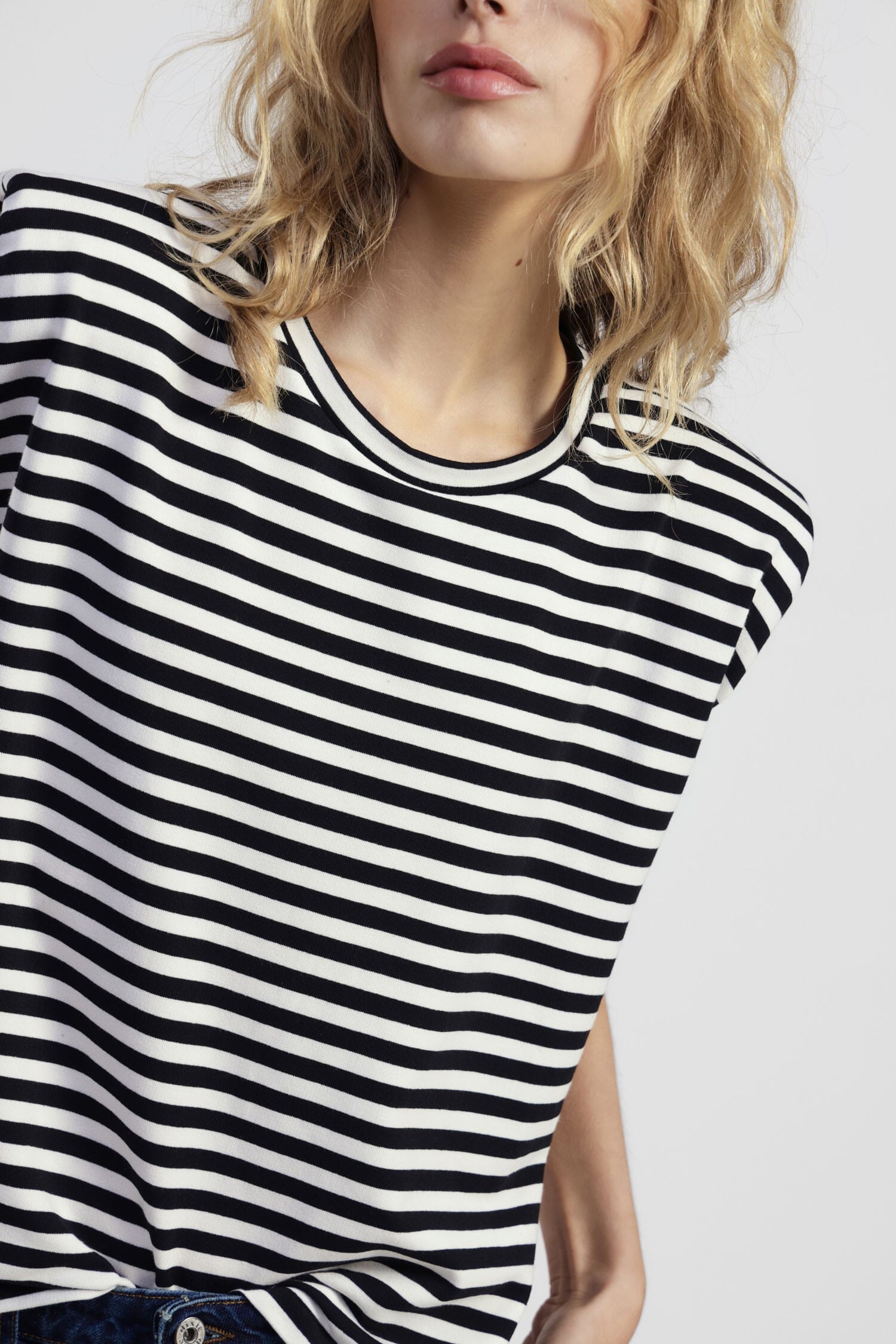 Dixie Hoodie Sweatshirt rayé sans col ras du cou