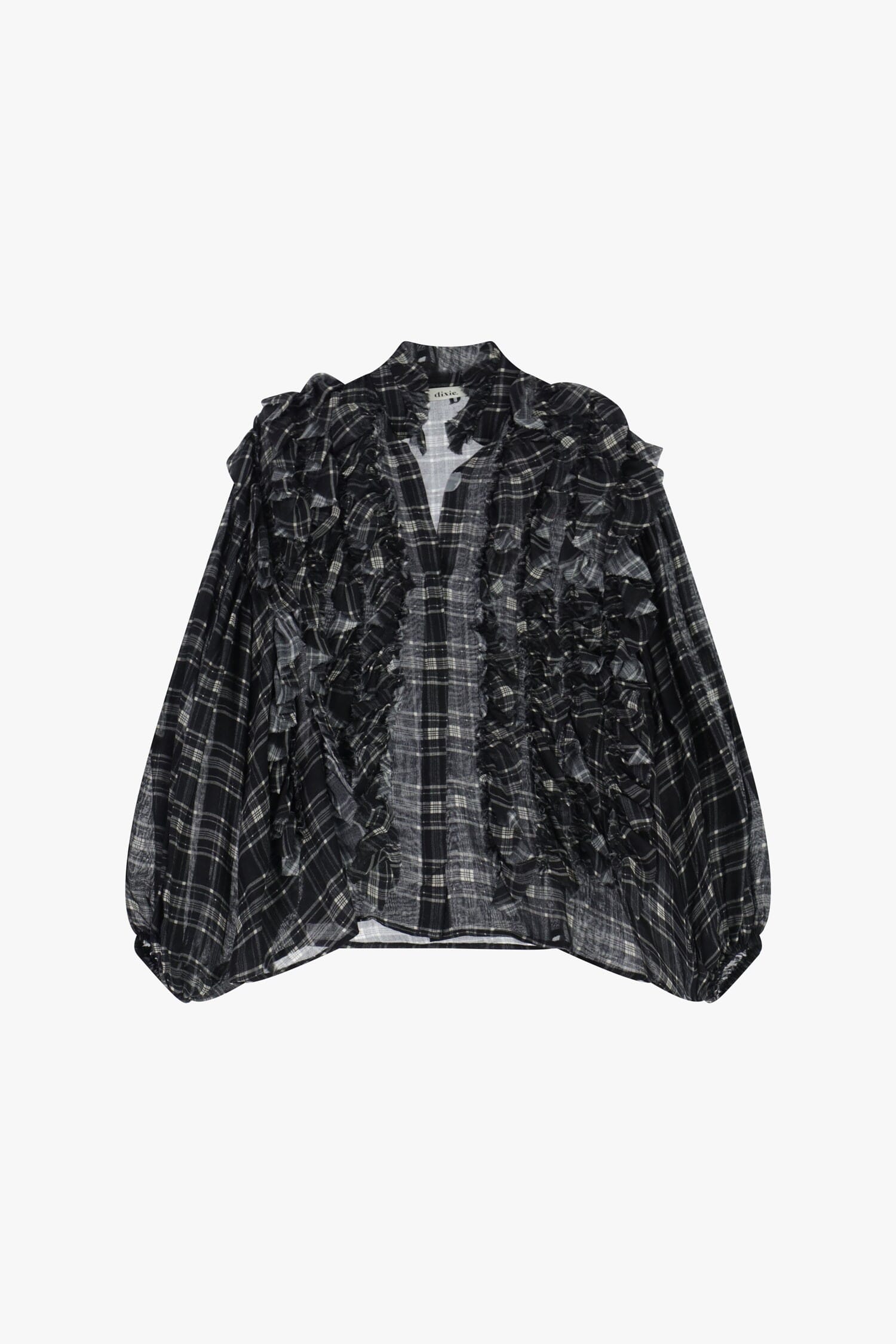 Chemise à carreaux, manches larges et volants Dixie