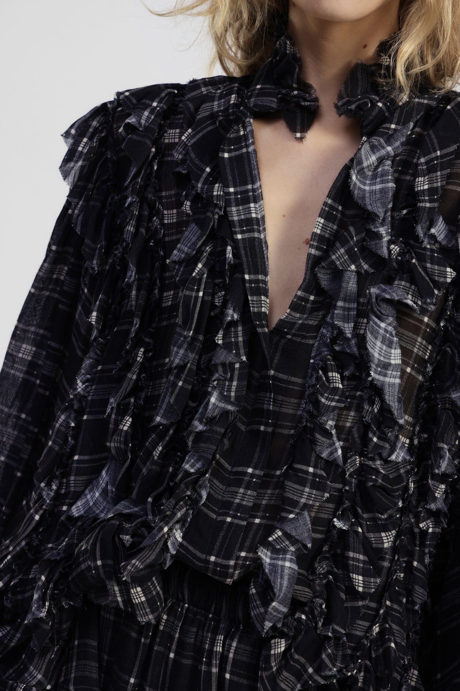 Chemise à carreaux, manches larges et volants Dixie