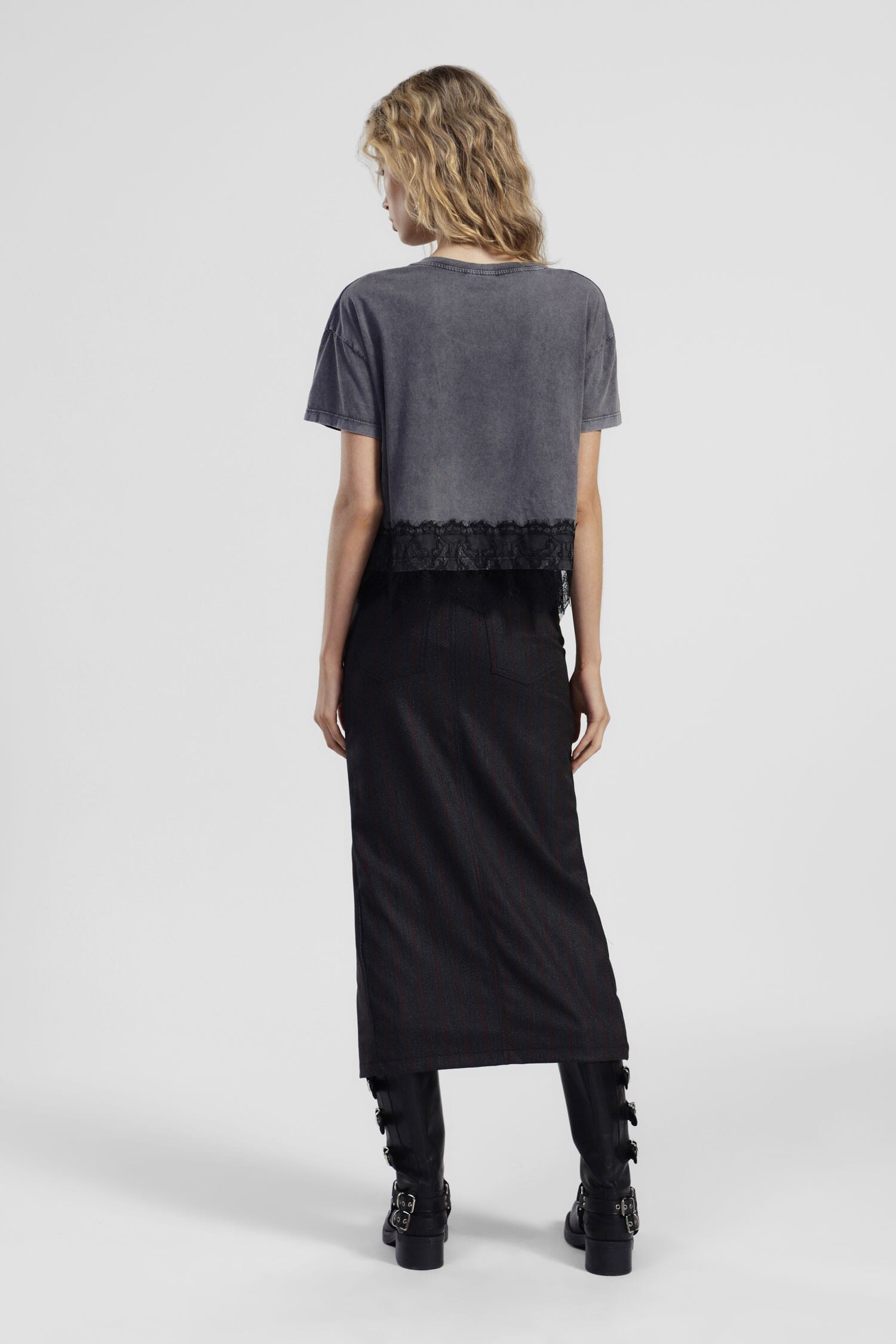 Gonna A Righe Con Tasche Frontali E Spacco Dixie