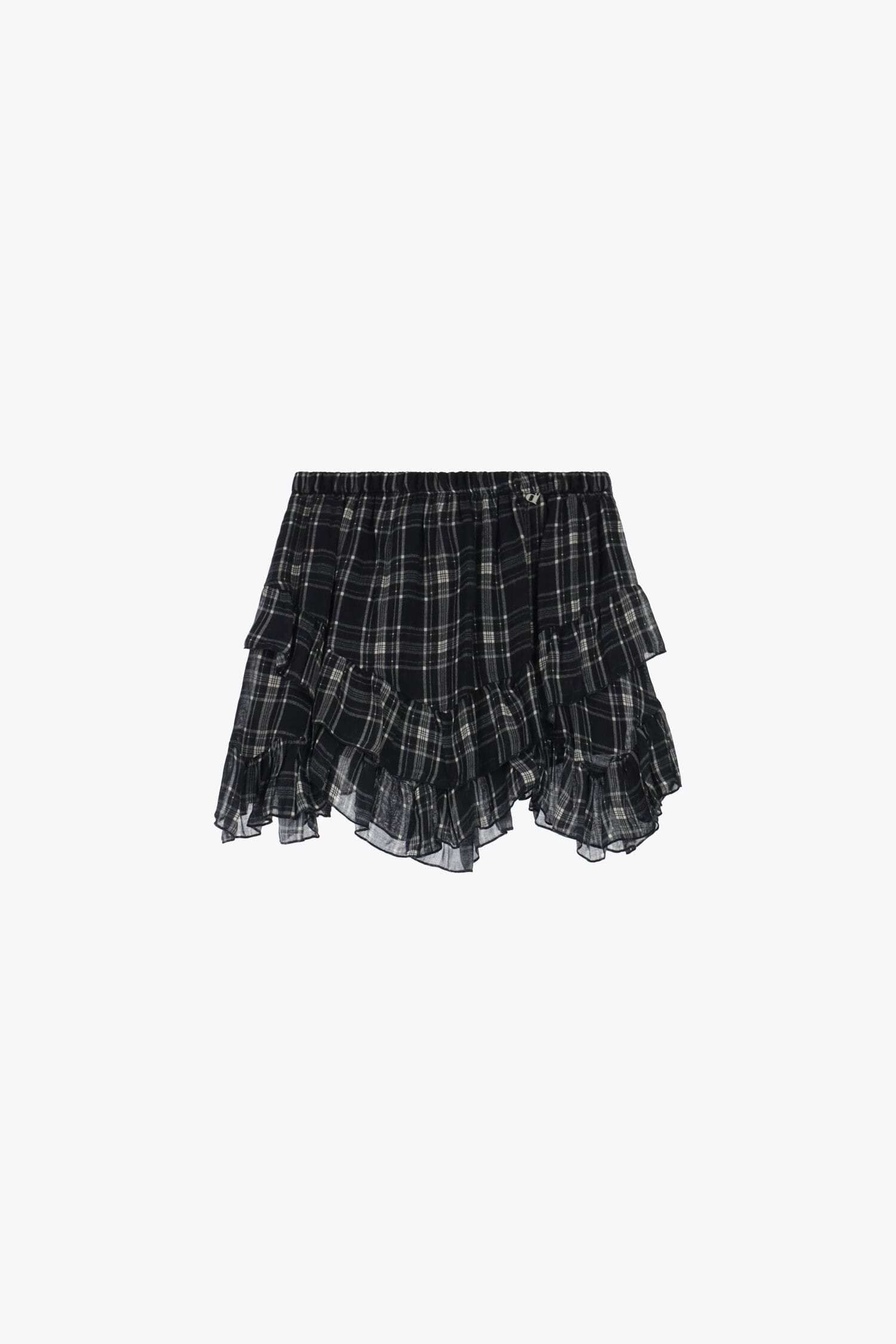 Dixie - Jupe courte en tissu écossais à volants asymétriques