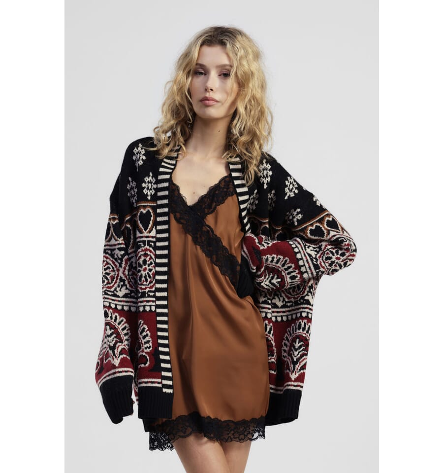 CARDIGAN WHITE WISE In Lurex Con Maniche A Sbuffo Da Donna CARDIGAN WHITE WISE In Lurex Con Maniche A Sbuffo Da Donna