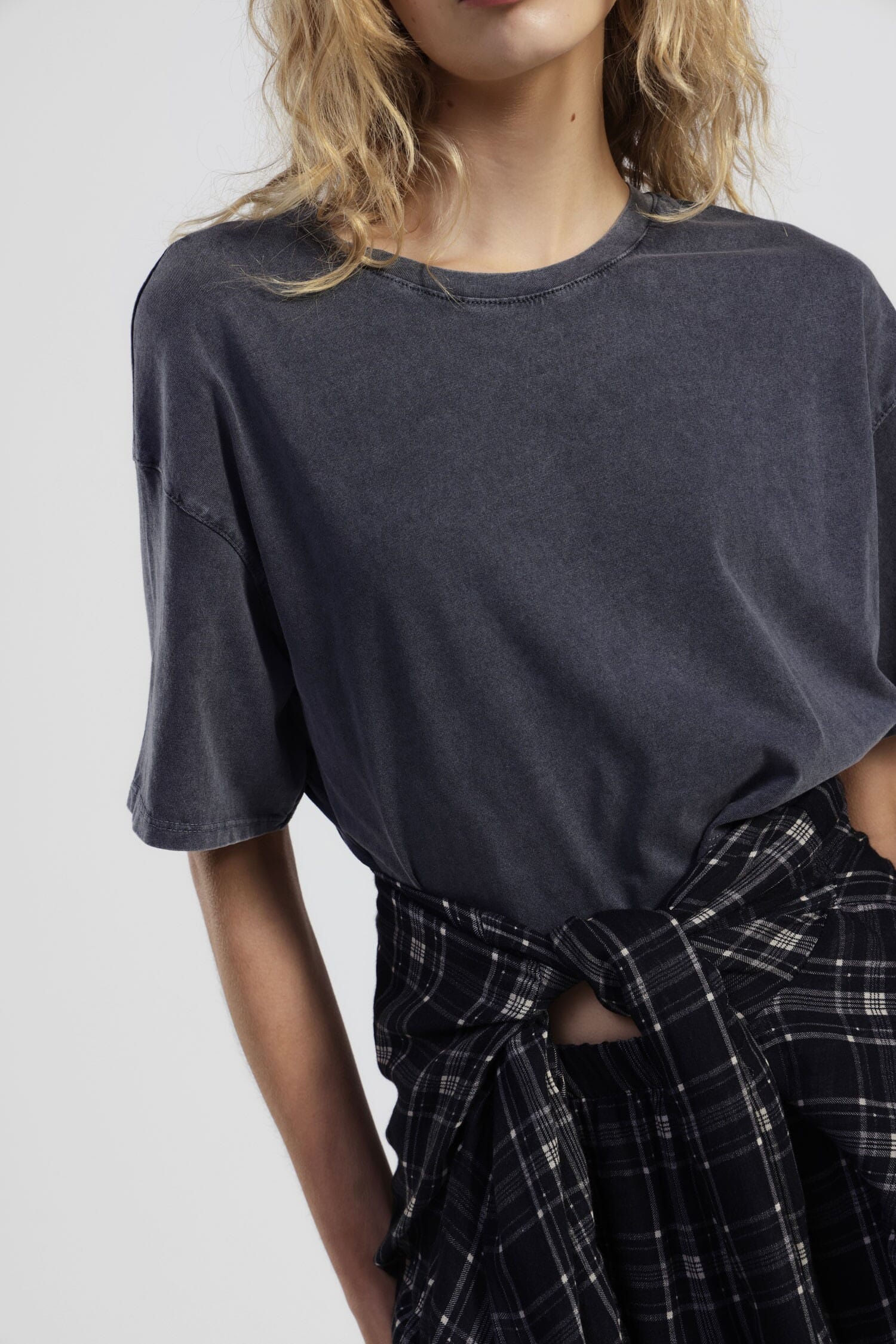 T-Shirt Maniche Corte Nodo E Inserti Quadri Dixie