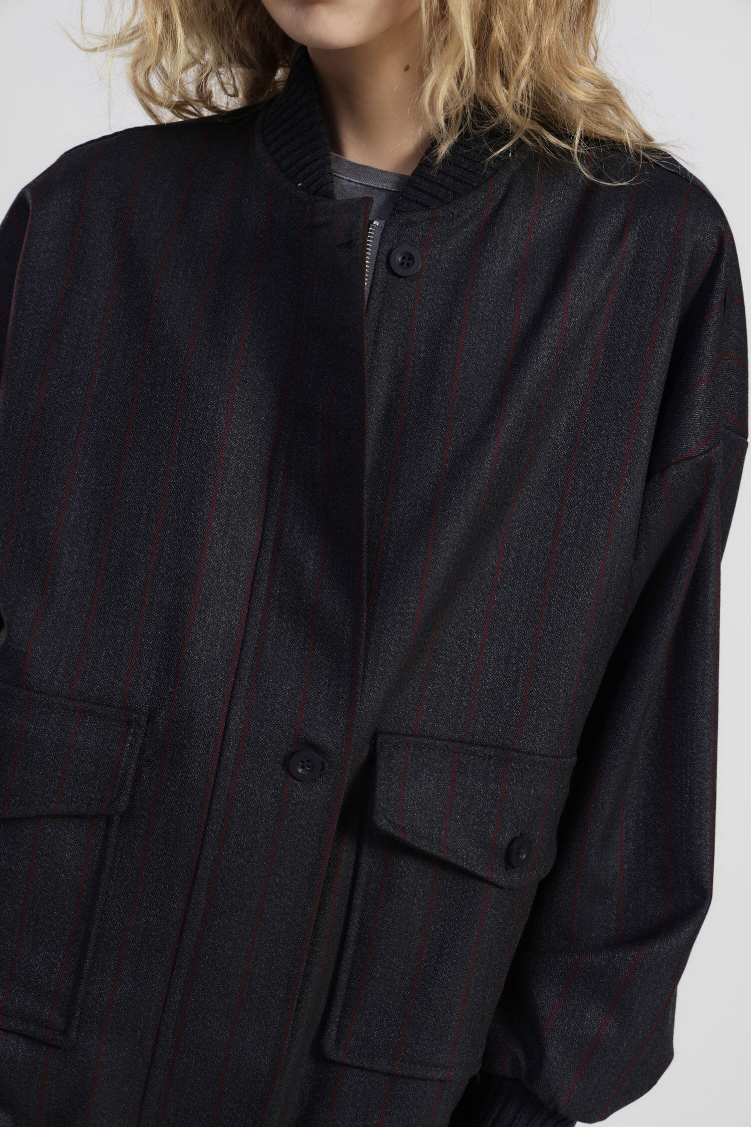 Bomber Con Tasche Frontali E Polsini A Costine Dixie