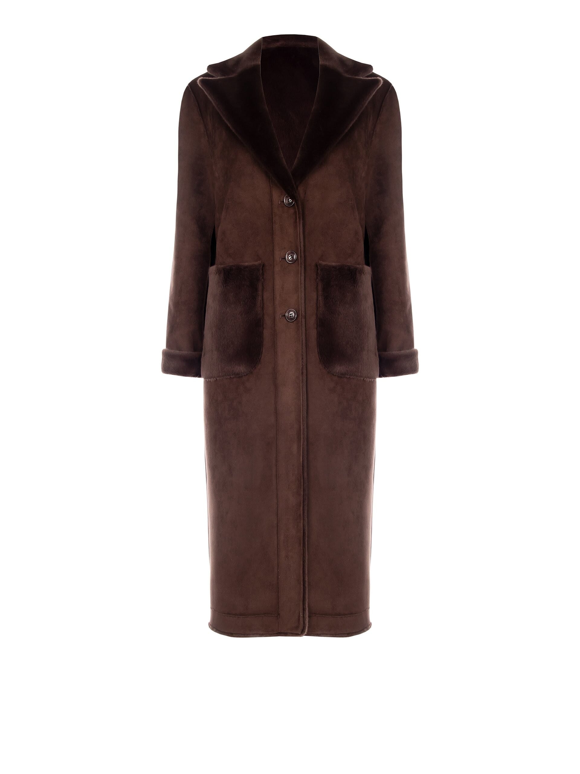 Cappotto Lungo Reversibile In Simil Montone E Pelliccia Sintetica Rinascimento